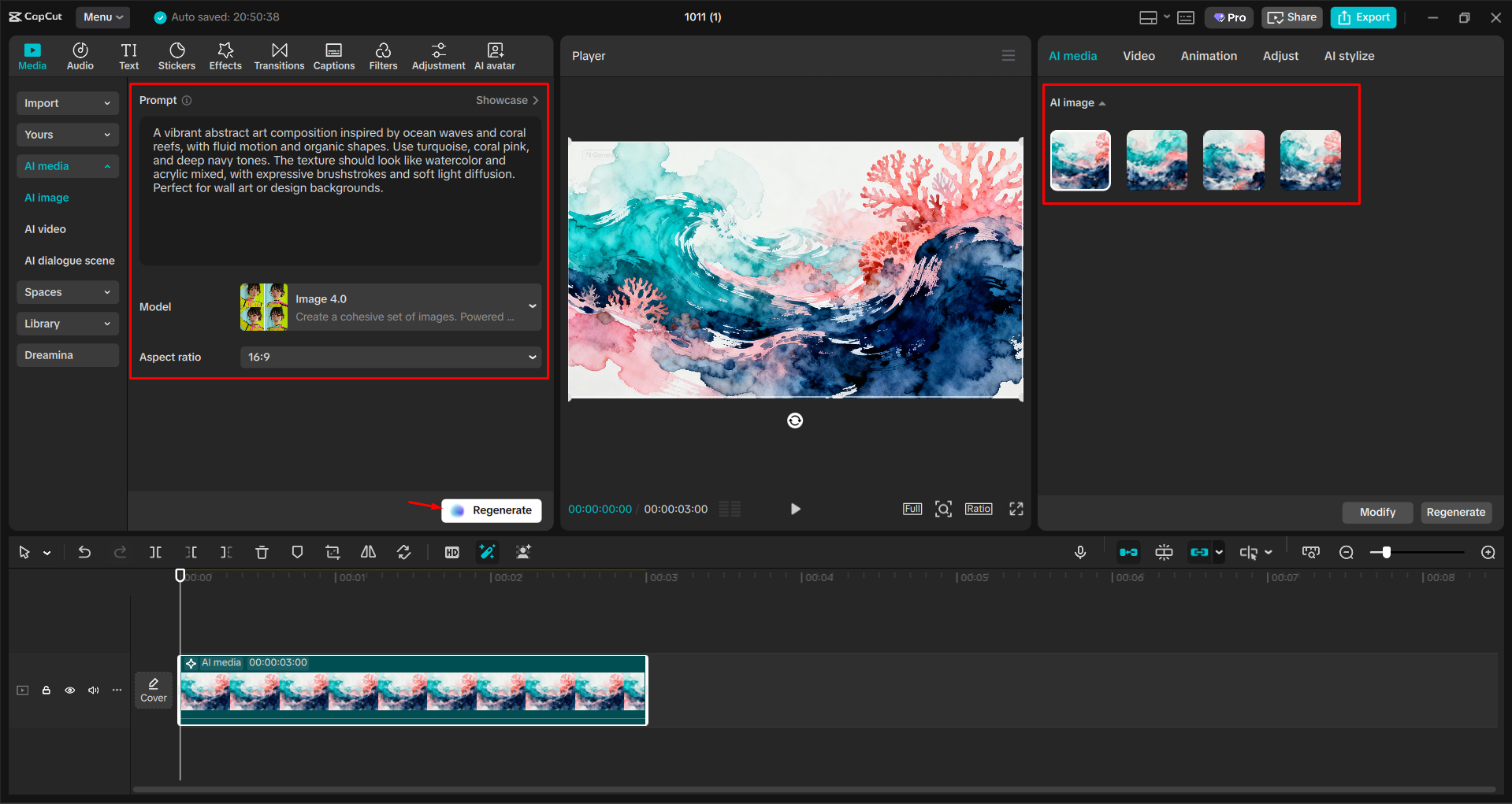 Converting text to an image with the CapCut desktop video editor