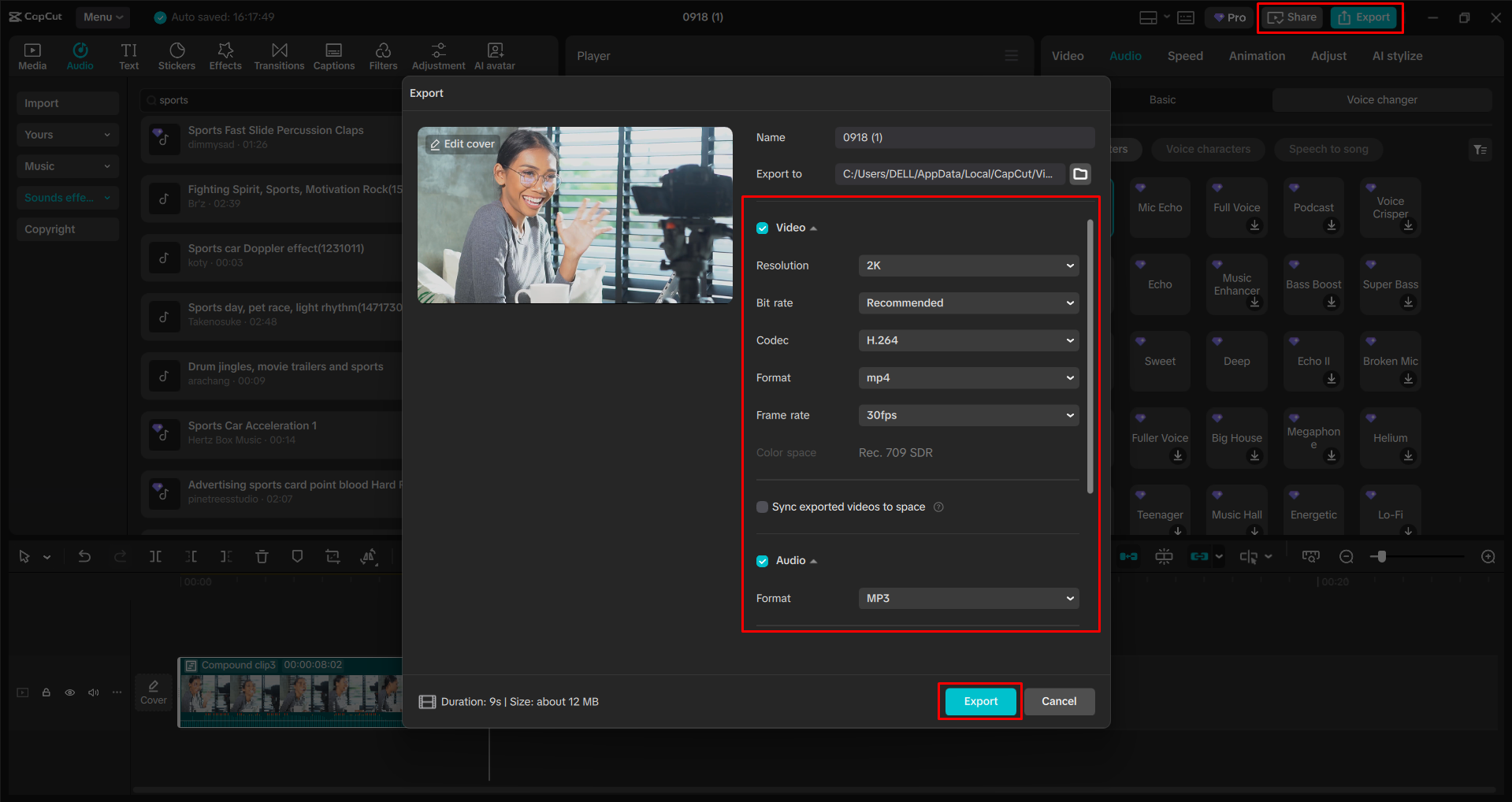 Pag-export ng video mula sa CapCut desktop video editor