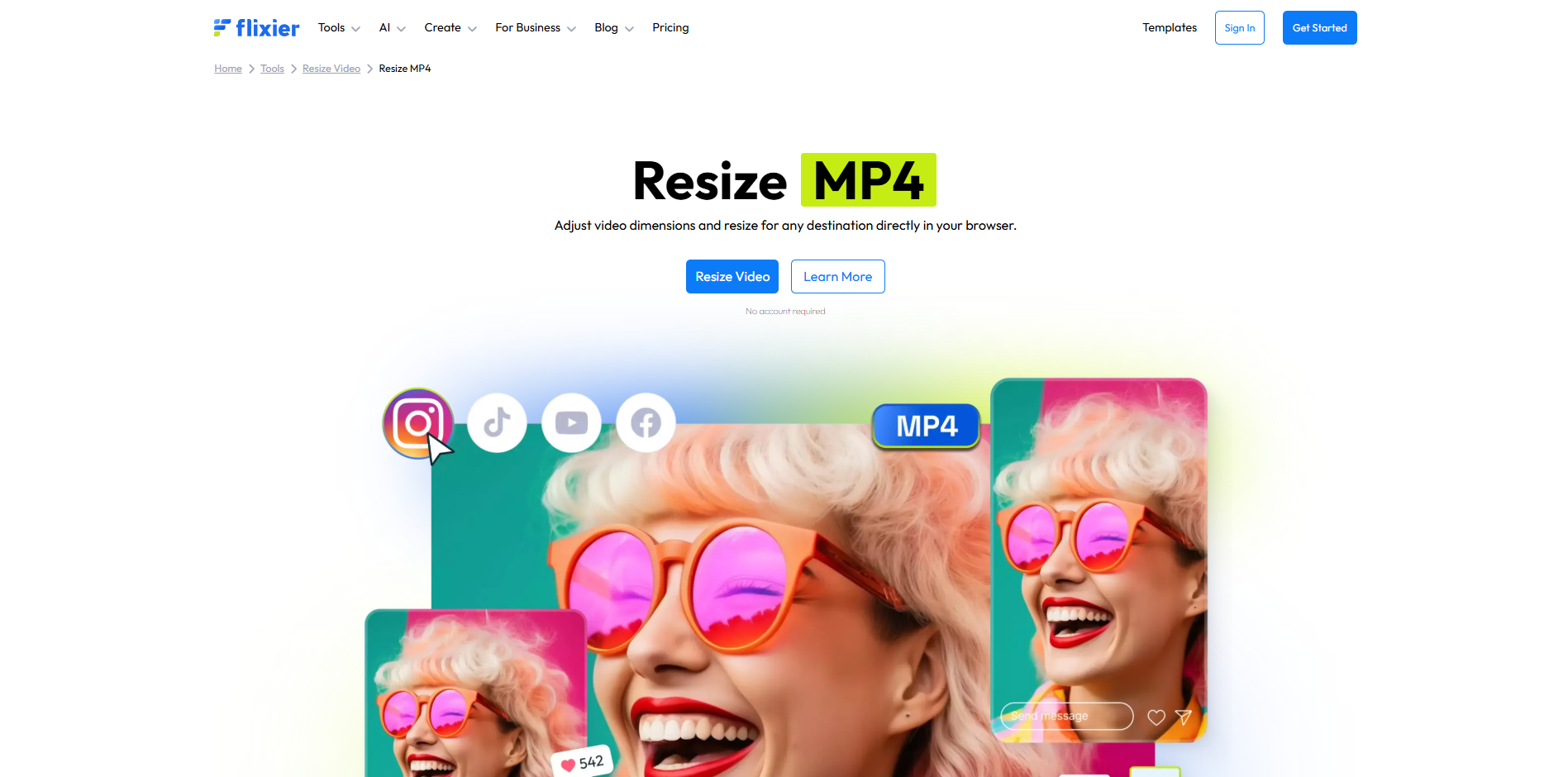 Interface of Flixier - a valuable MP4 video resizer