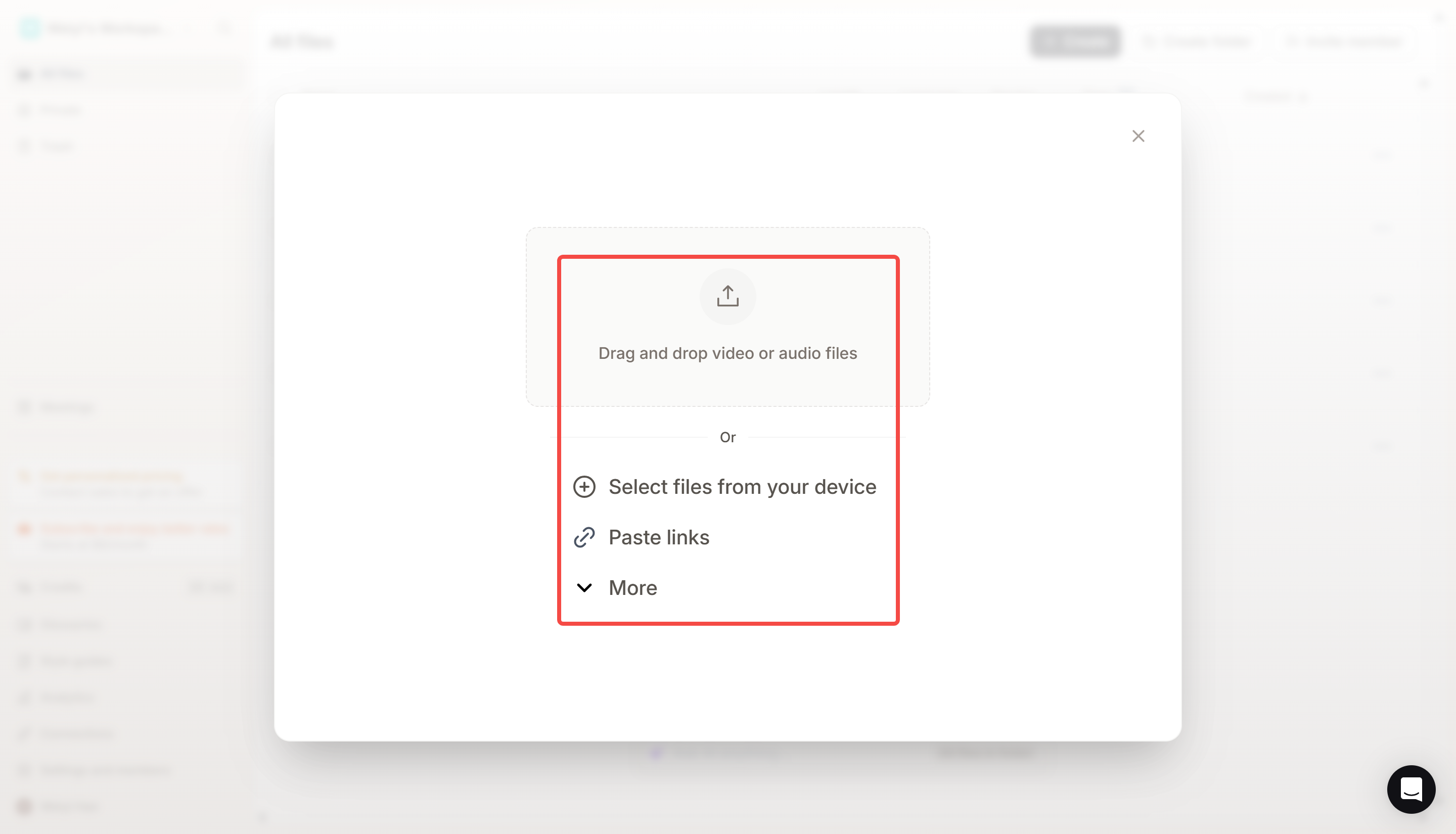 Uploading a video file to Happy Scribe