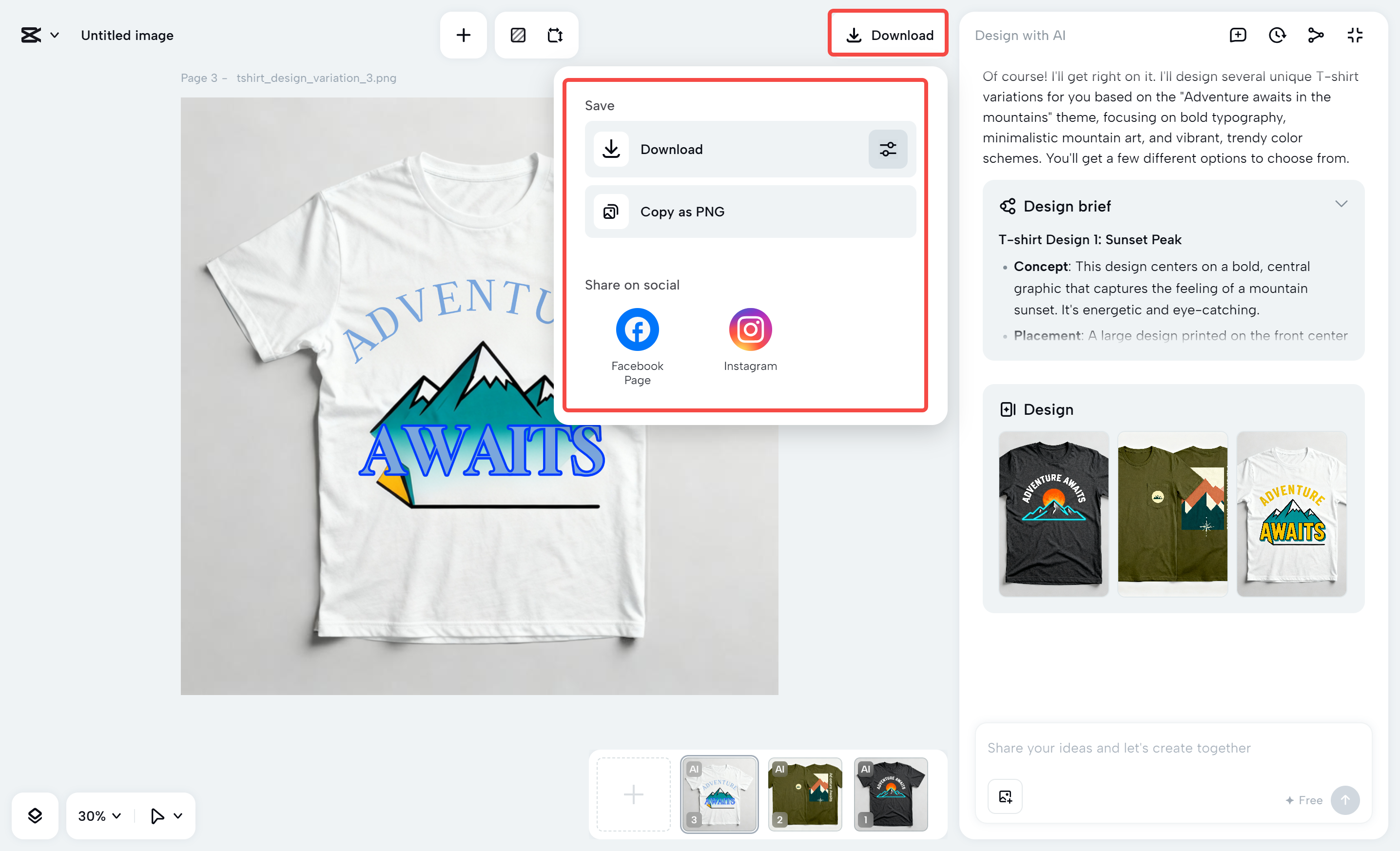 Downloading the image from the CapCut desktop video editor