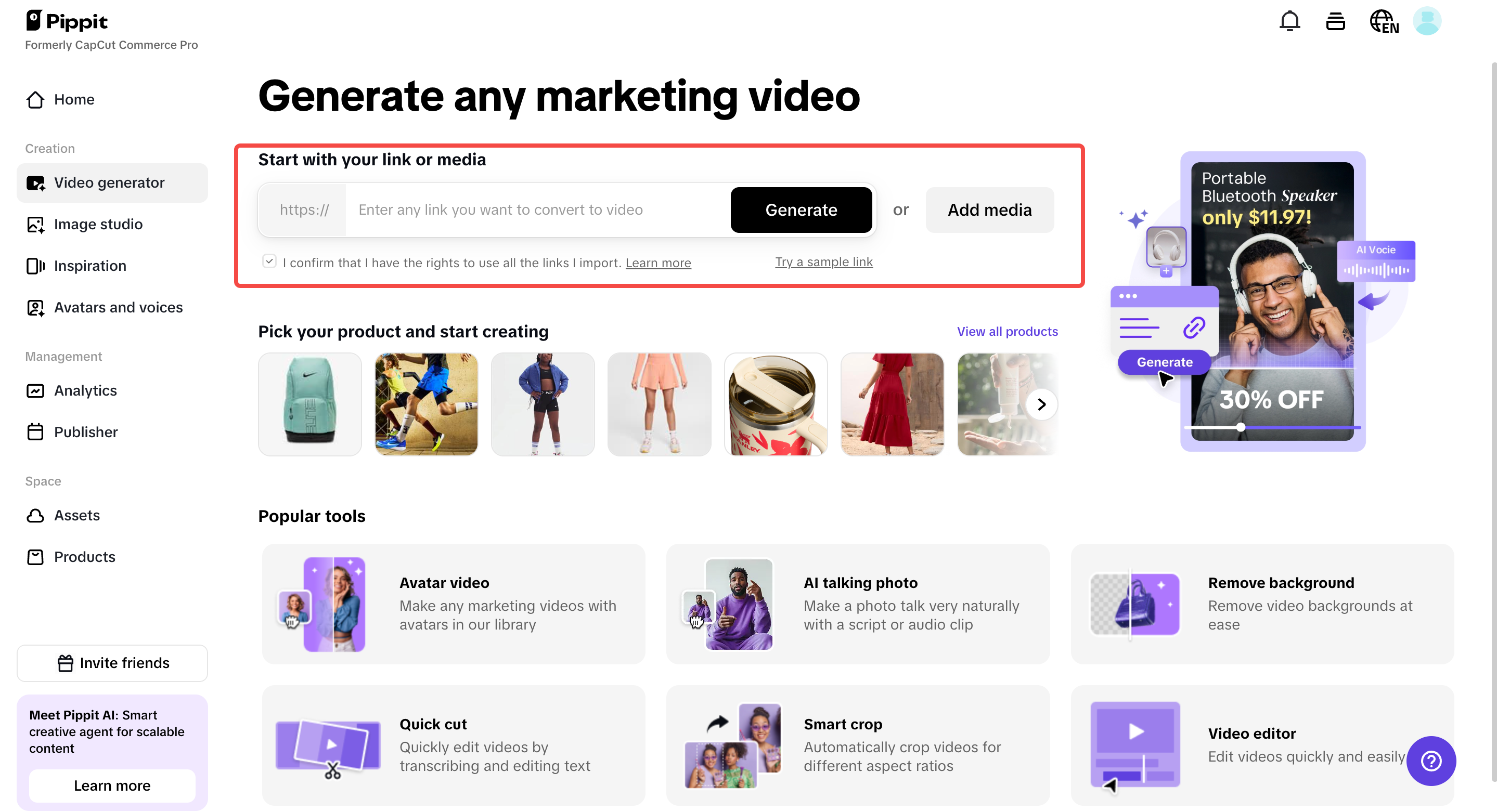 Upload product links and media