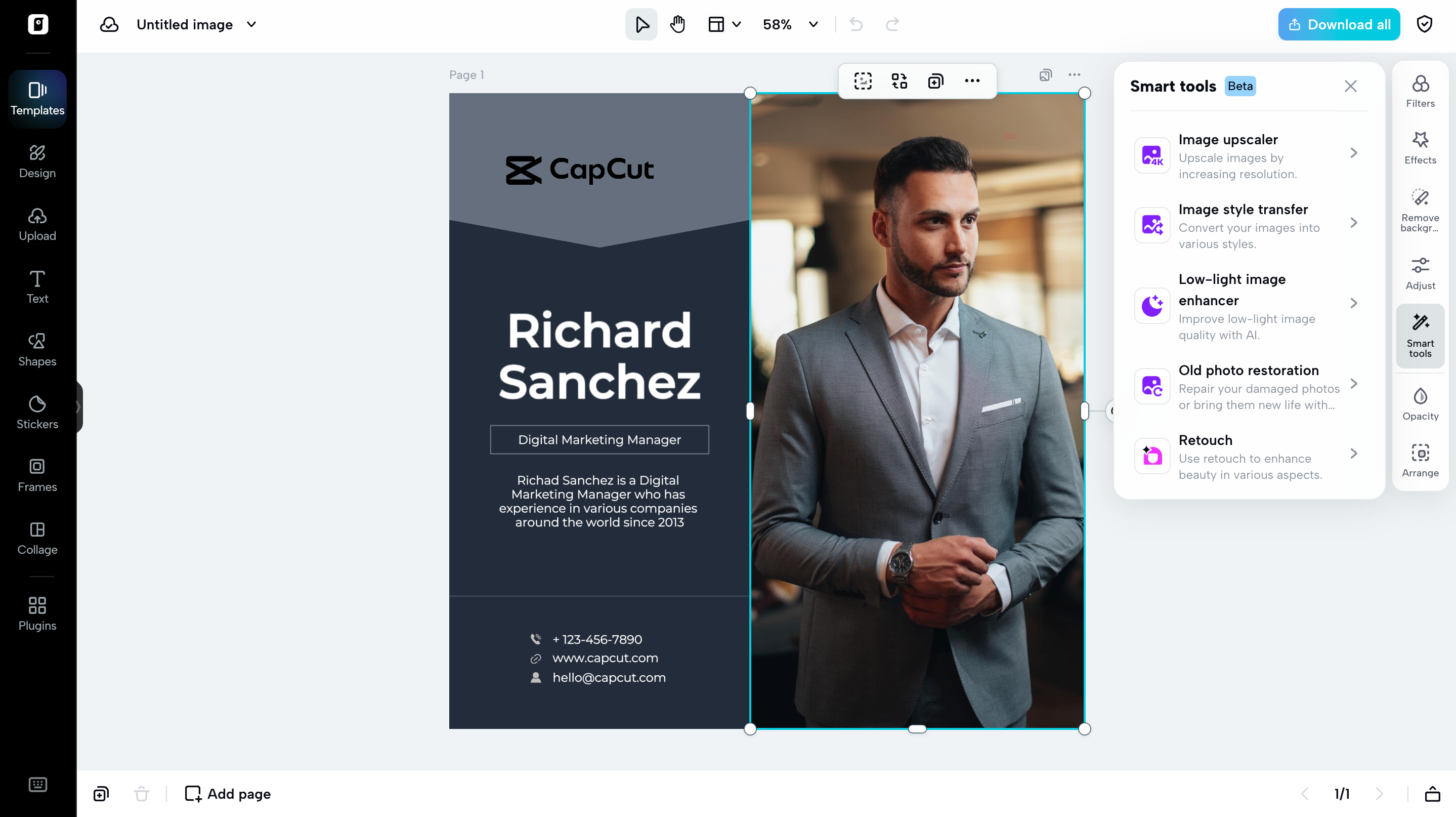 editing image template in Pippit