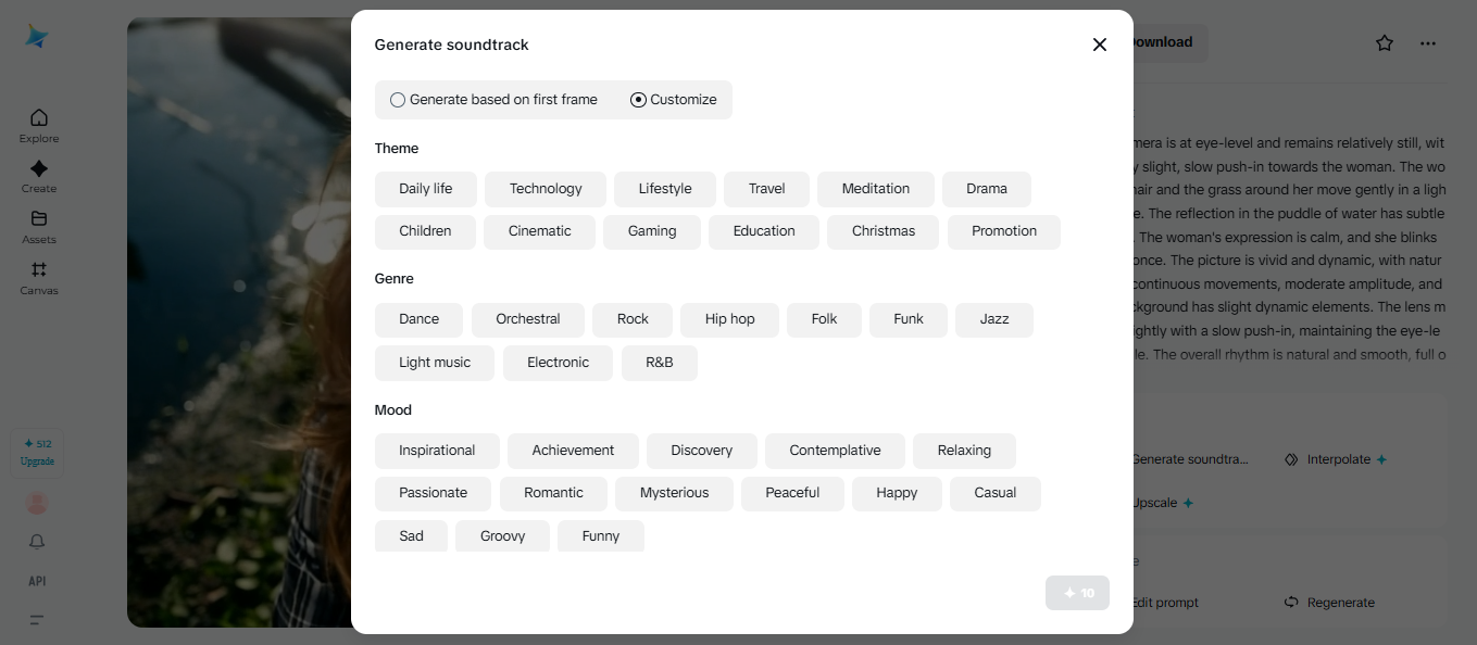 Generieren Sie Soundtrack für Videos auf Augenhöhe