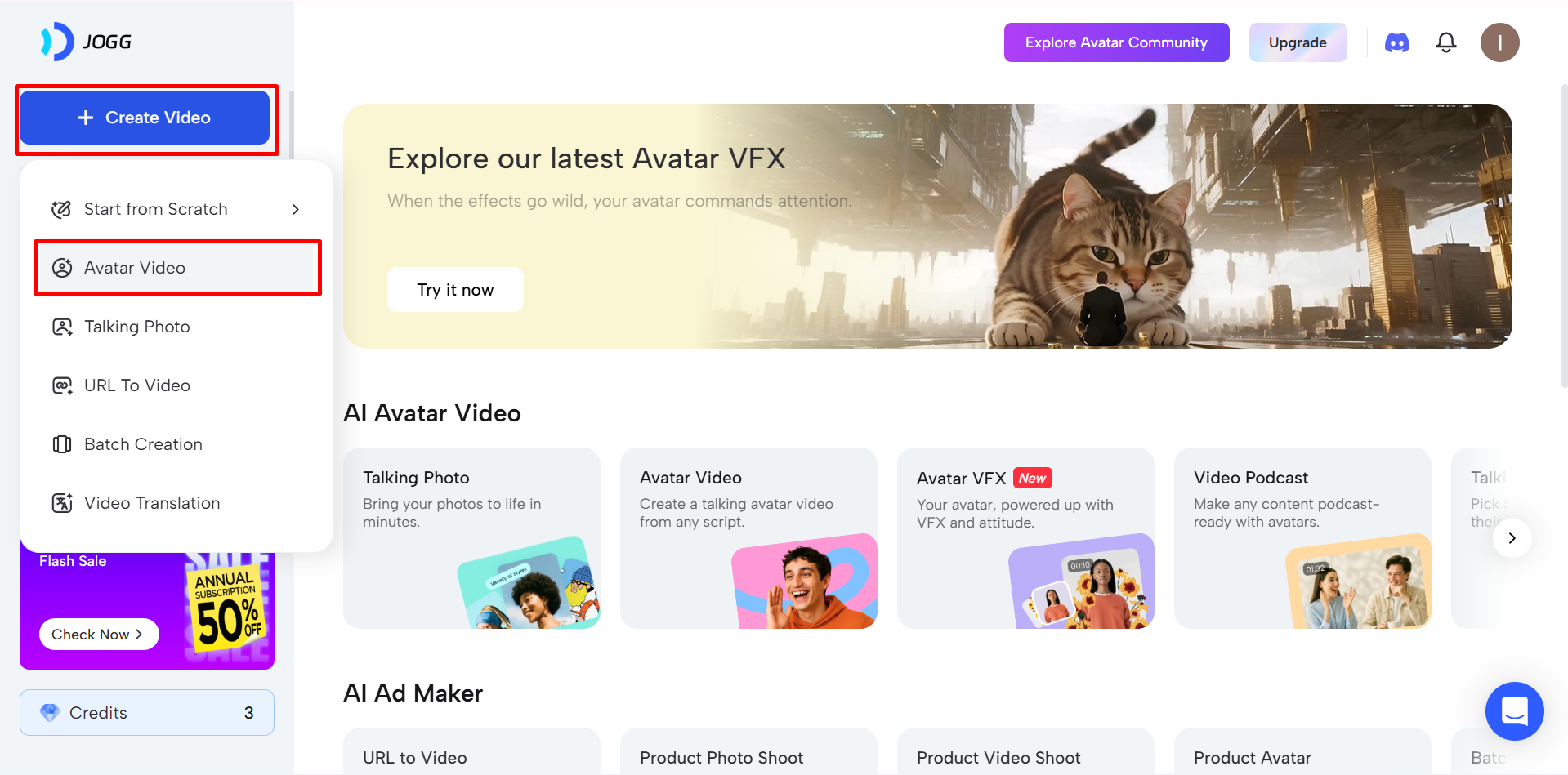 Entering prompt for video in Jogg AI