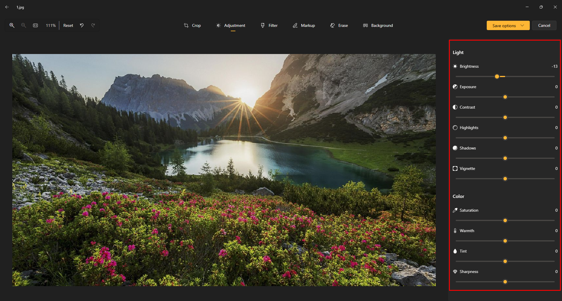 Editing images in the Windows simple photo editor