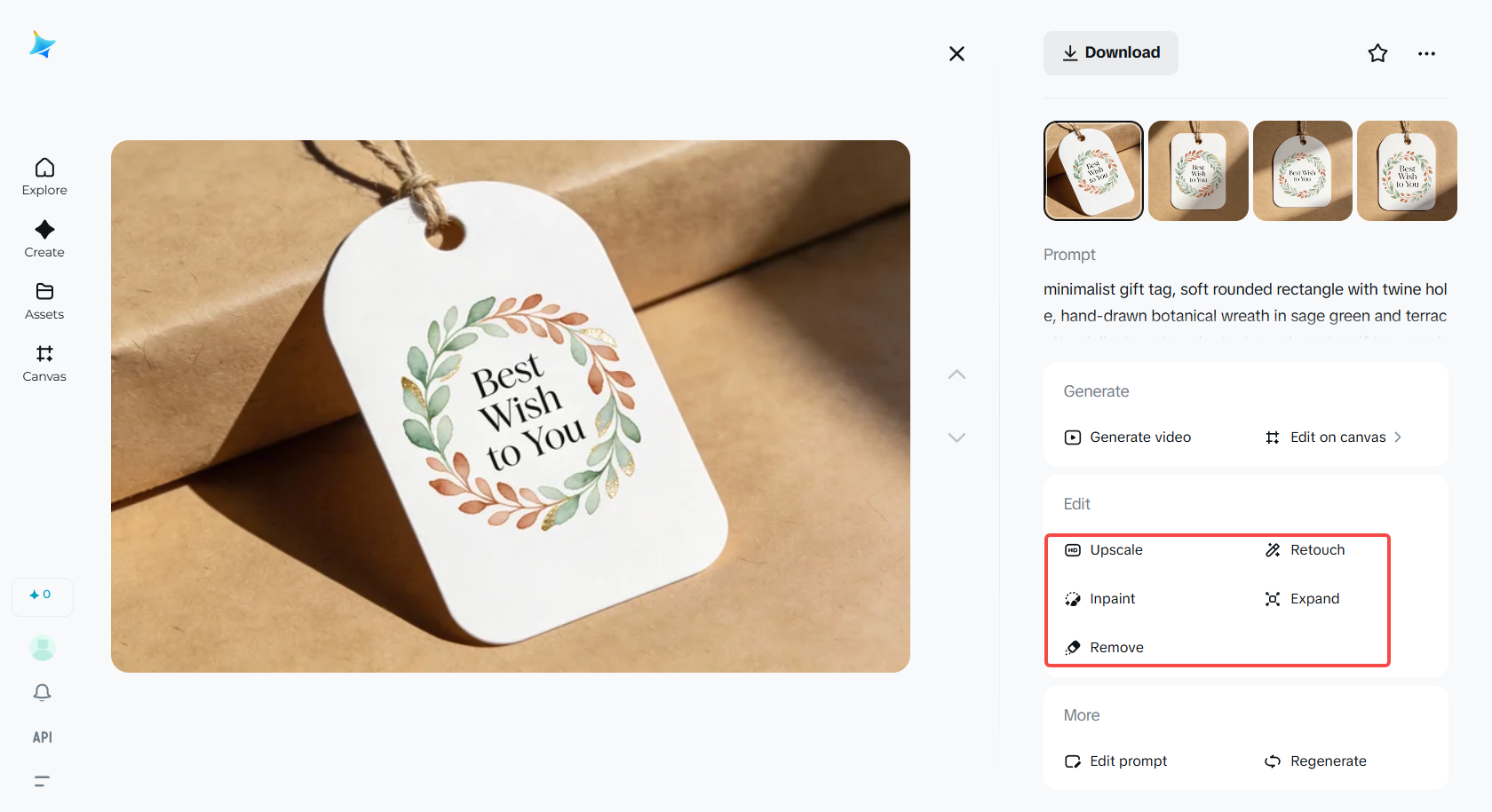 Editați eticheta de cadou generată.