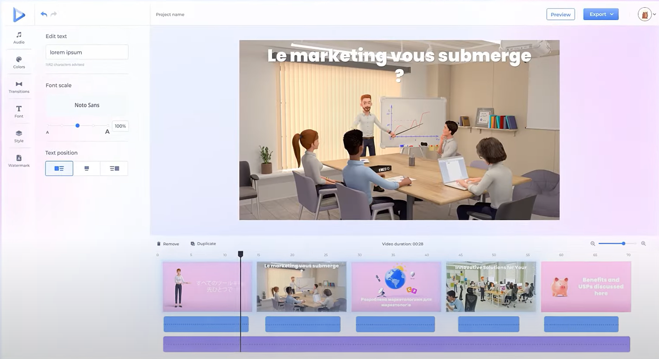 Renderforest - a great tool used for turning text to animated videos with AI