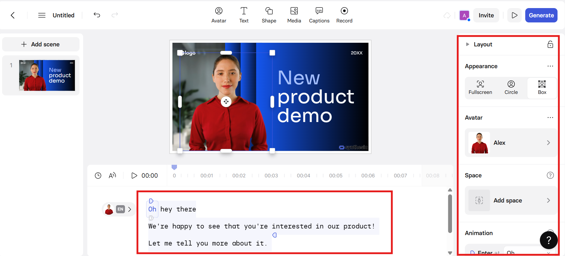 Enter script and customize avatar