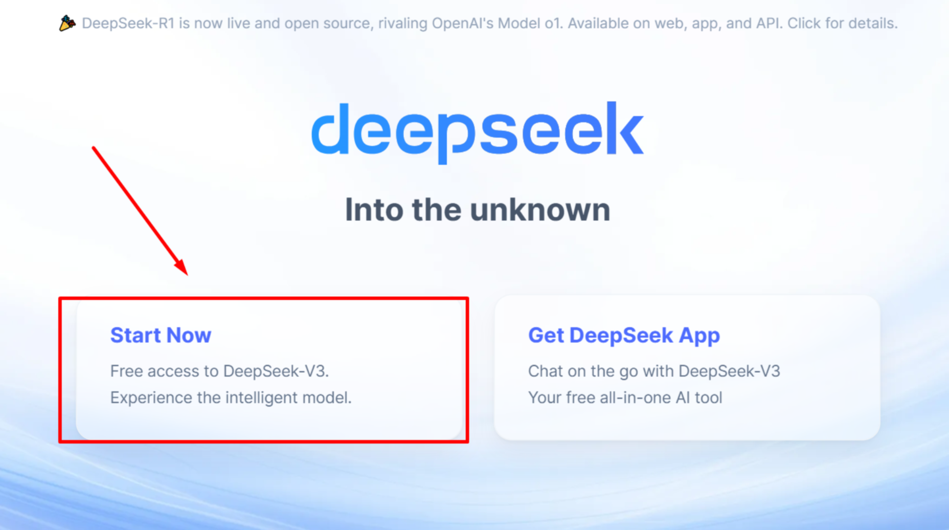 Visiting the website for DeepSeek login
