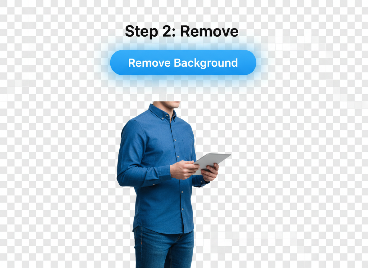 Hakbang 2: Alisin ang background sa transparent na checkerboard sa isang click