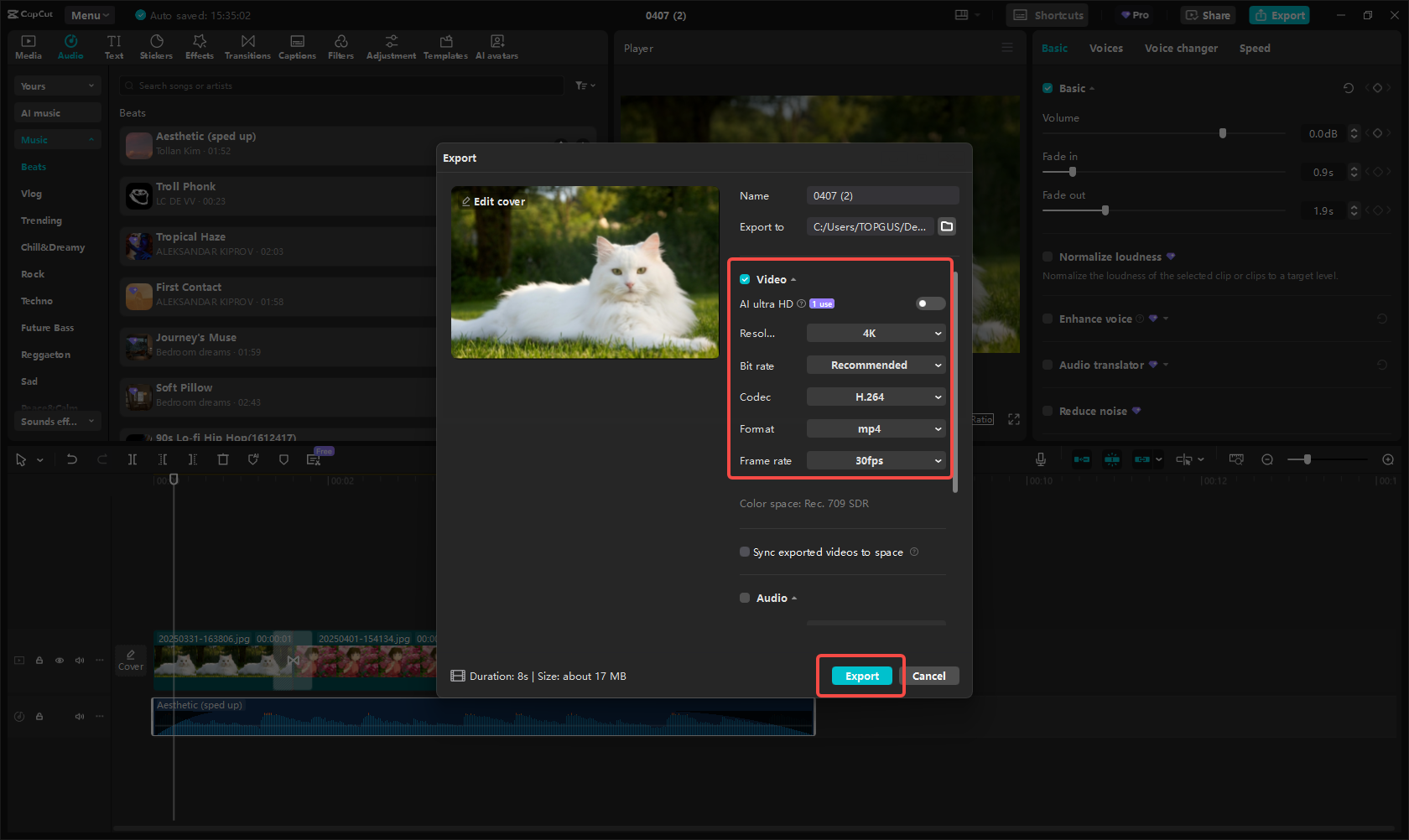 Export the slideshow