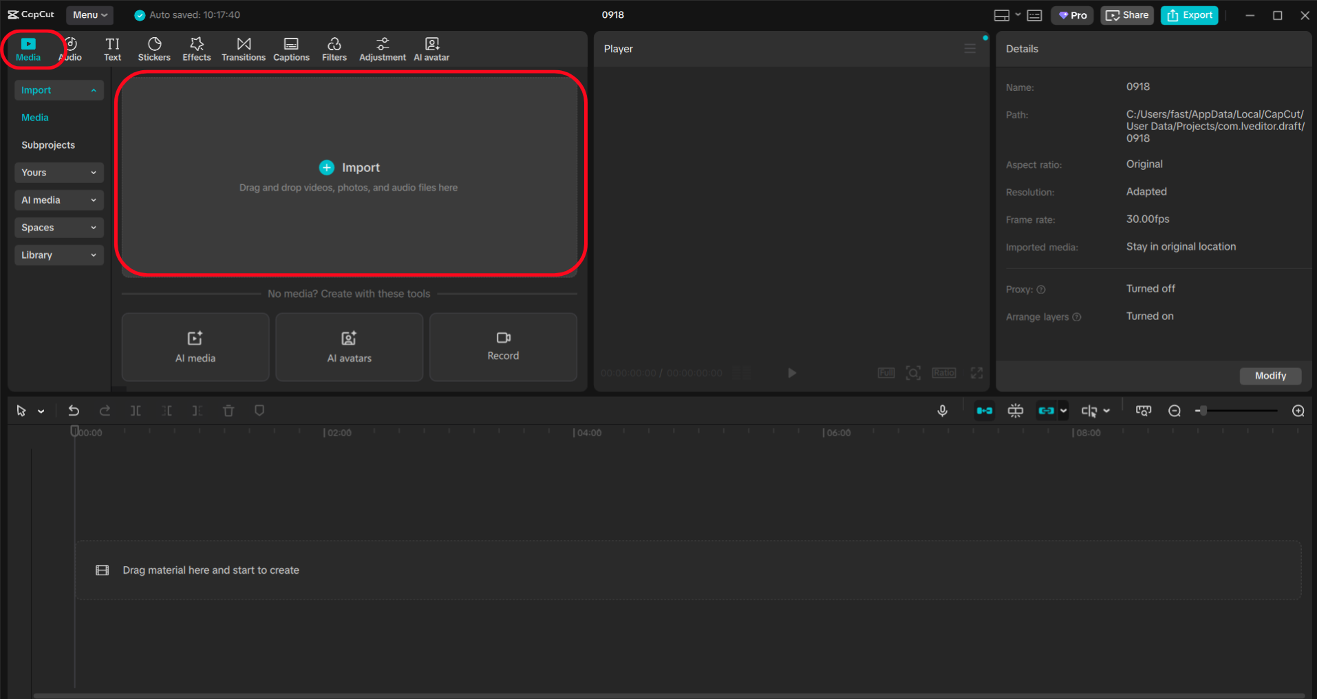 Import a video to the CapCut desktop video editor