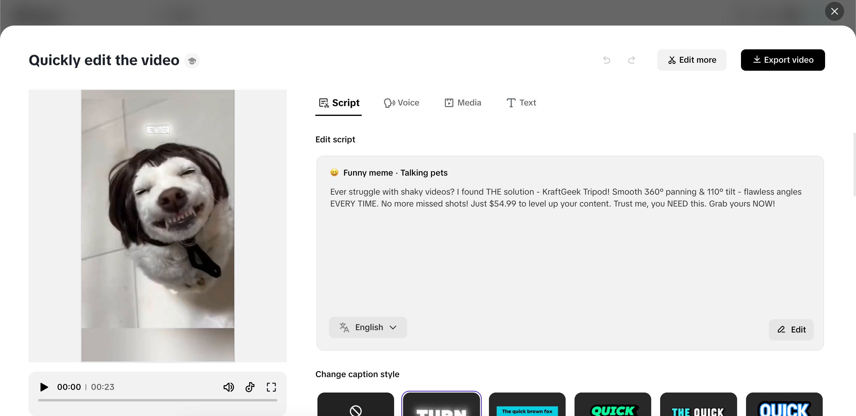 Adjust the content of your snackable video