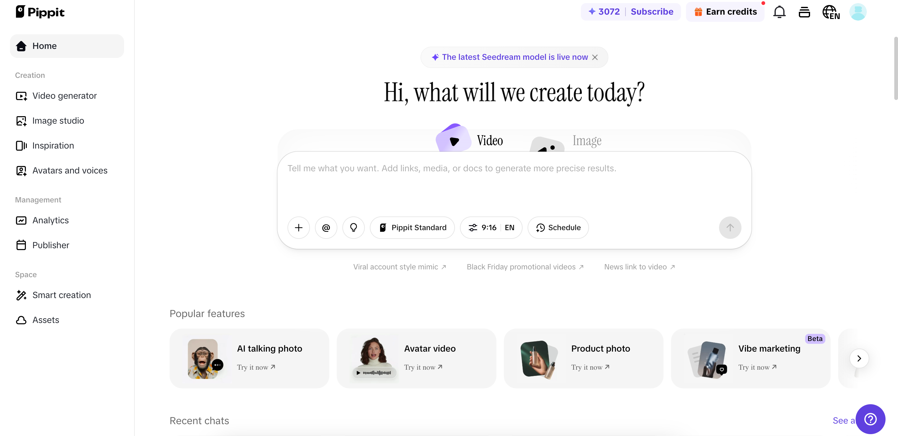 Startpagina van Pippit