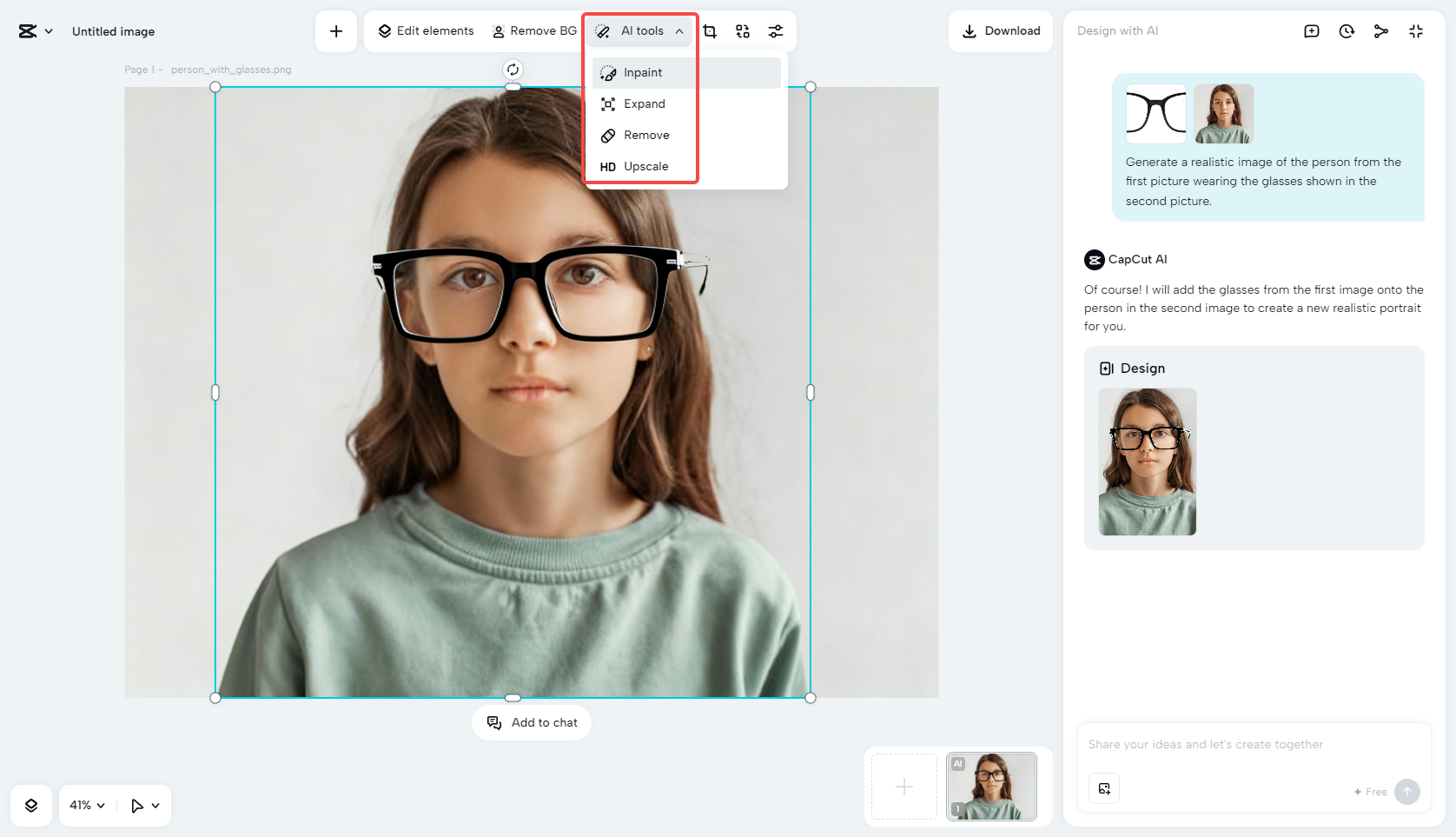 Enhance the glass try-on with AI tools