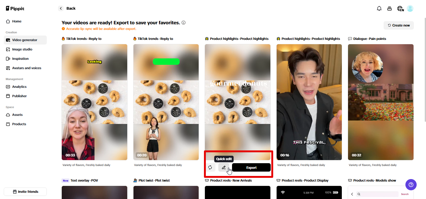 Exporting video to social accounts