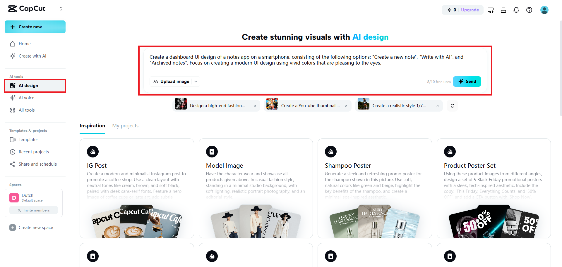 Provide prompt to create your UI design