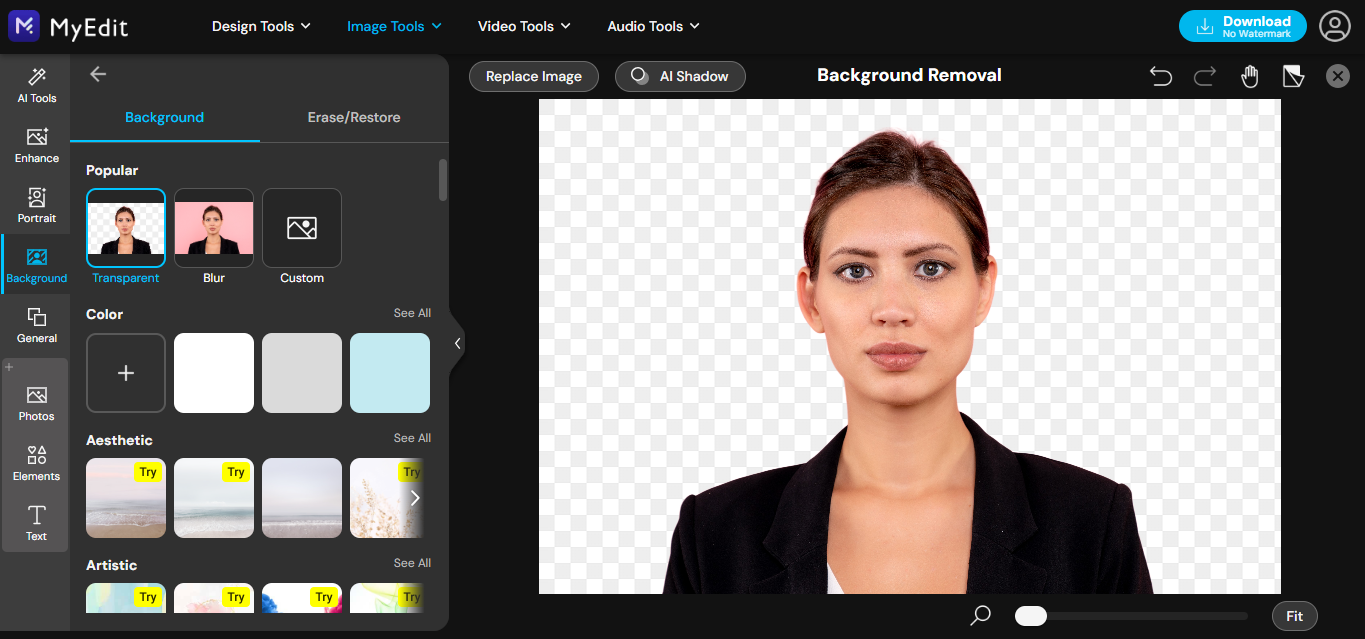 Edit passport photo for free using MyEdit
