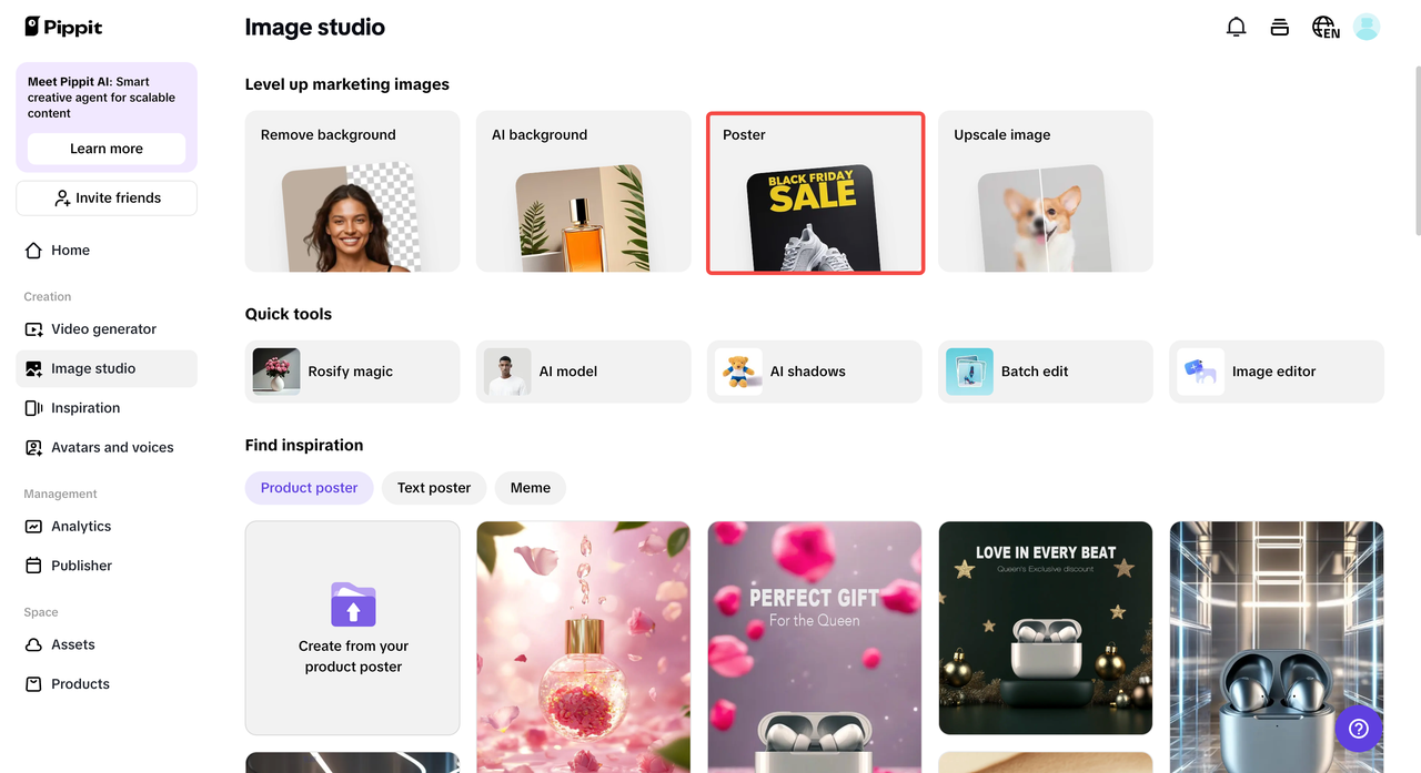 Access Image studio and select Poster