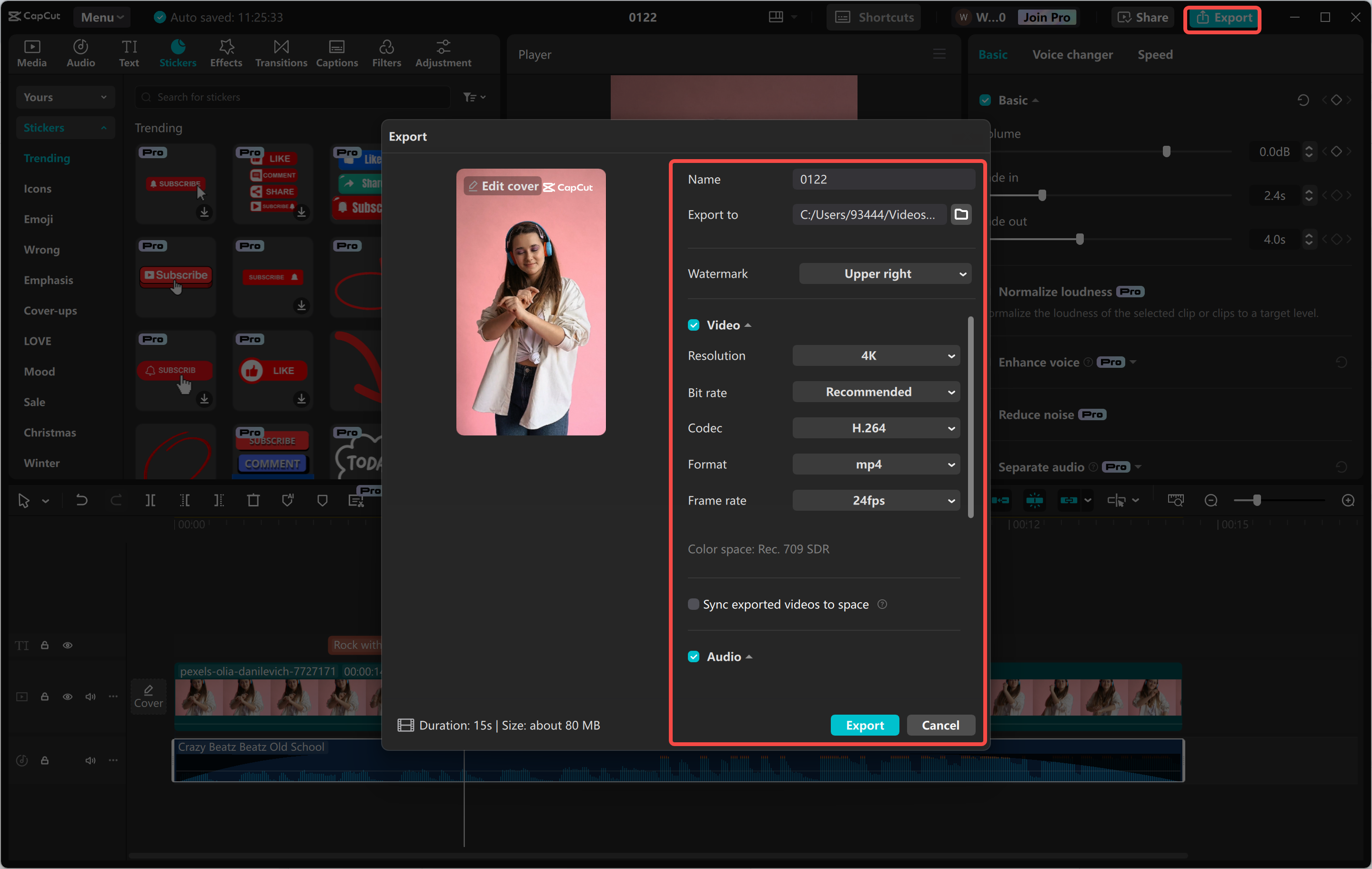 Kısa CapCut dışa aktarma veya paylaşma