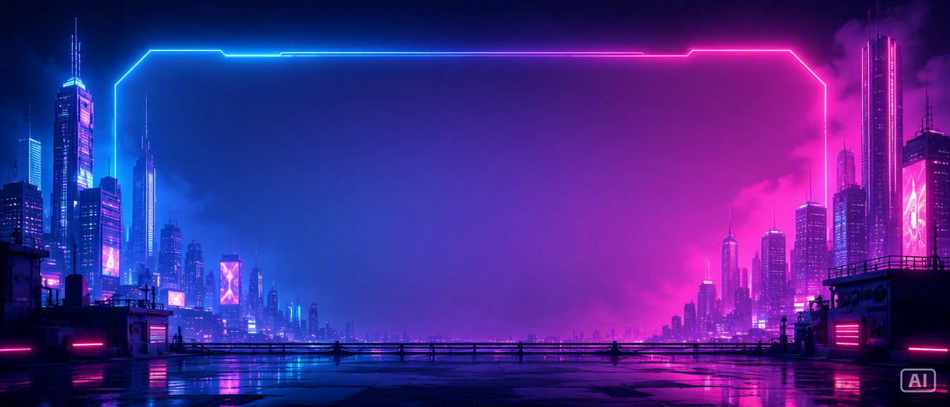 Twitch banner neon city image generated by Pippit