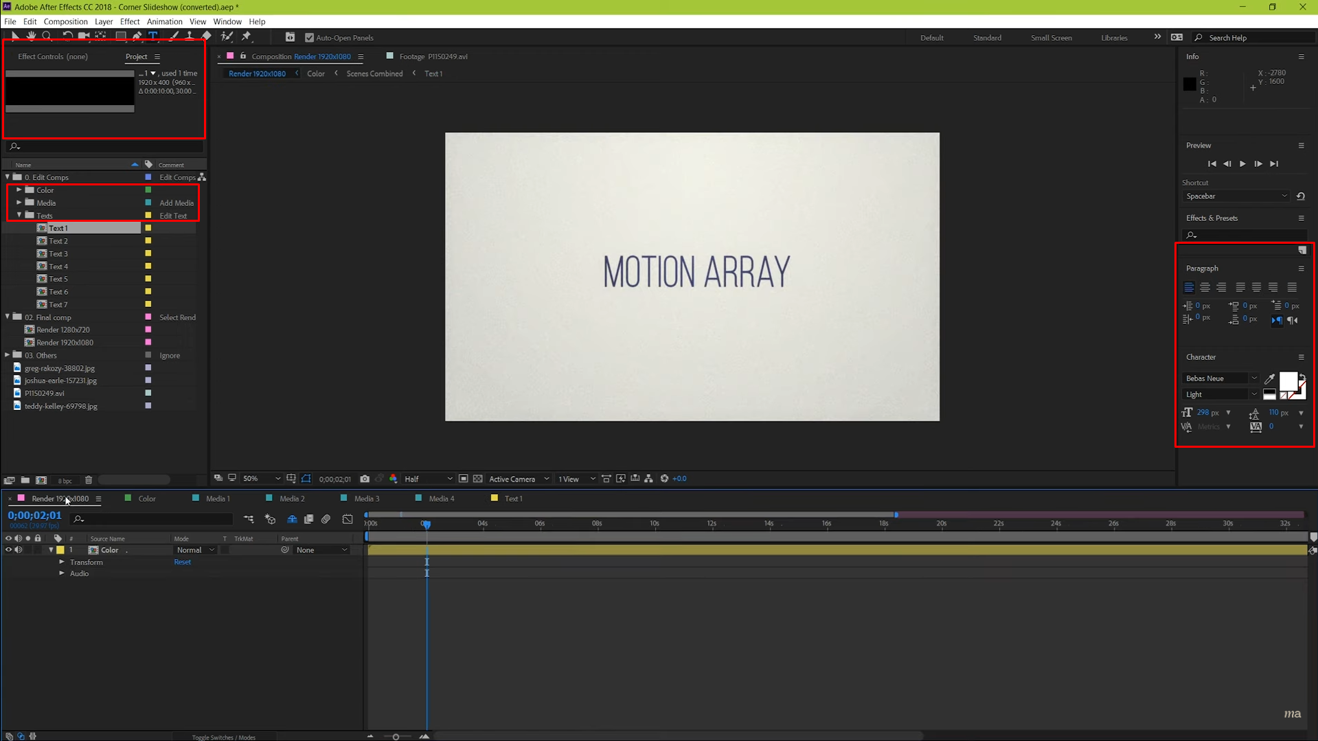 Edit your slideshow in After Effects
