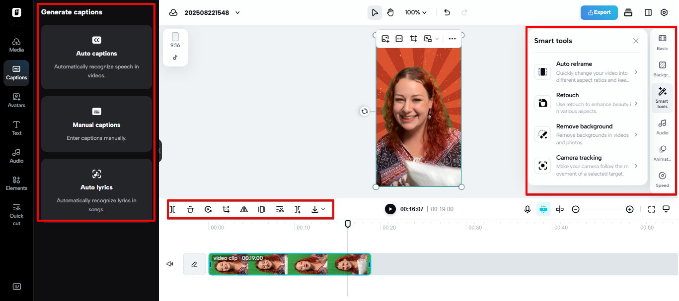 Video editor in Pippit