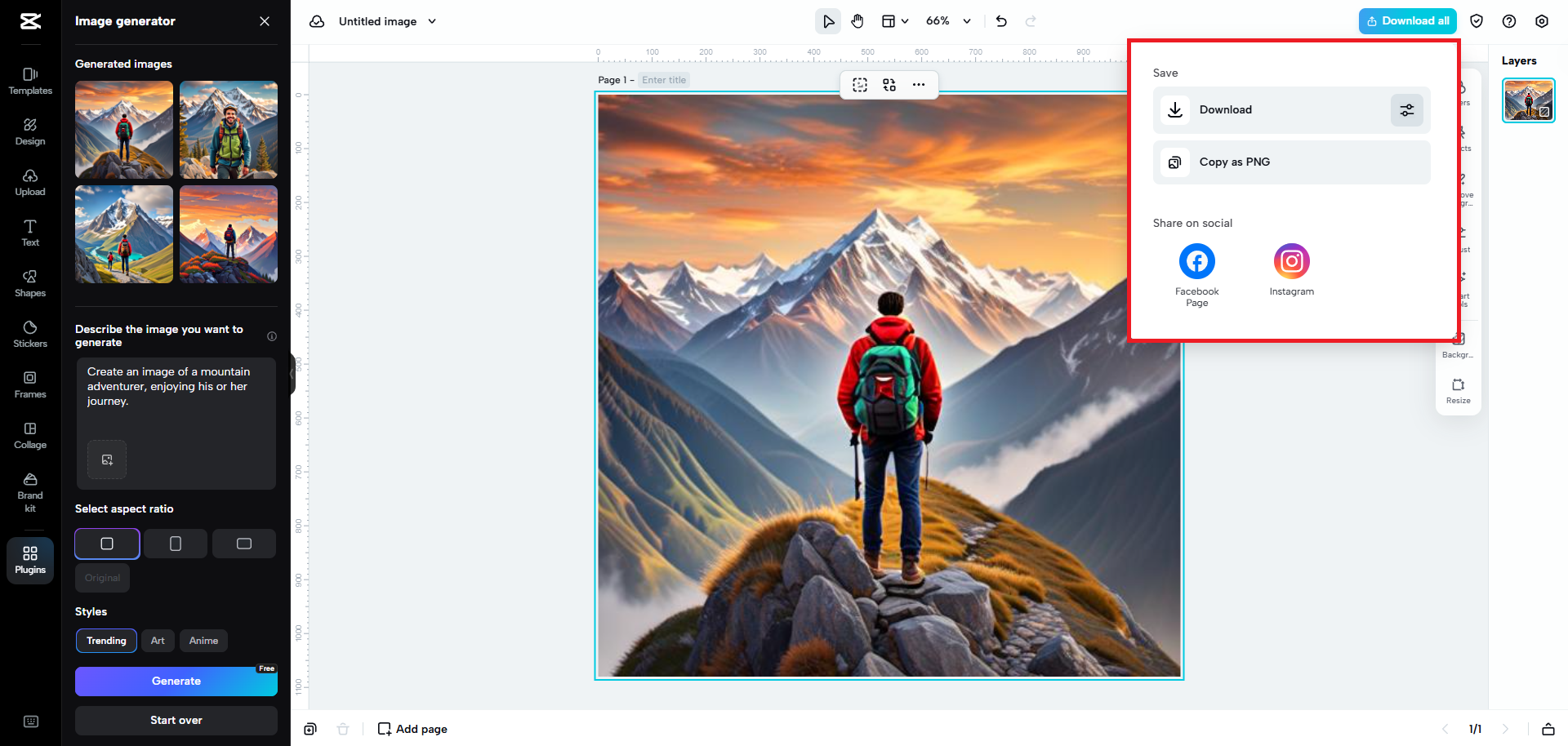 Exportieren Sie Ihr fertig bearbeitetes Bild
