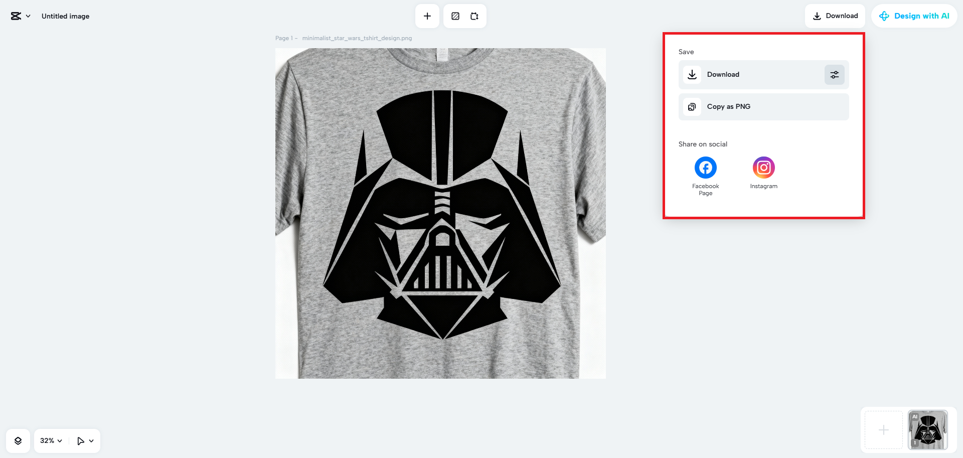 Export the t-shirt design