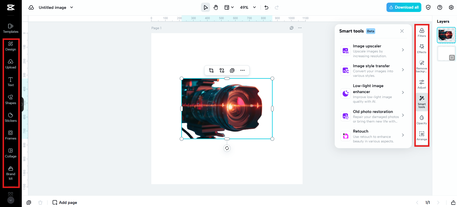 Edit using basic and AI tools