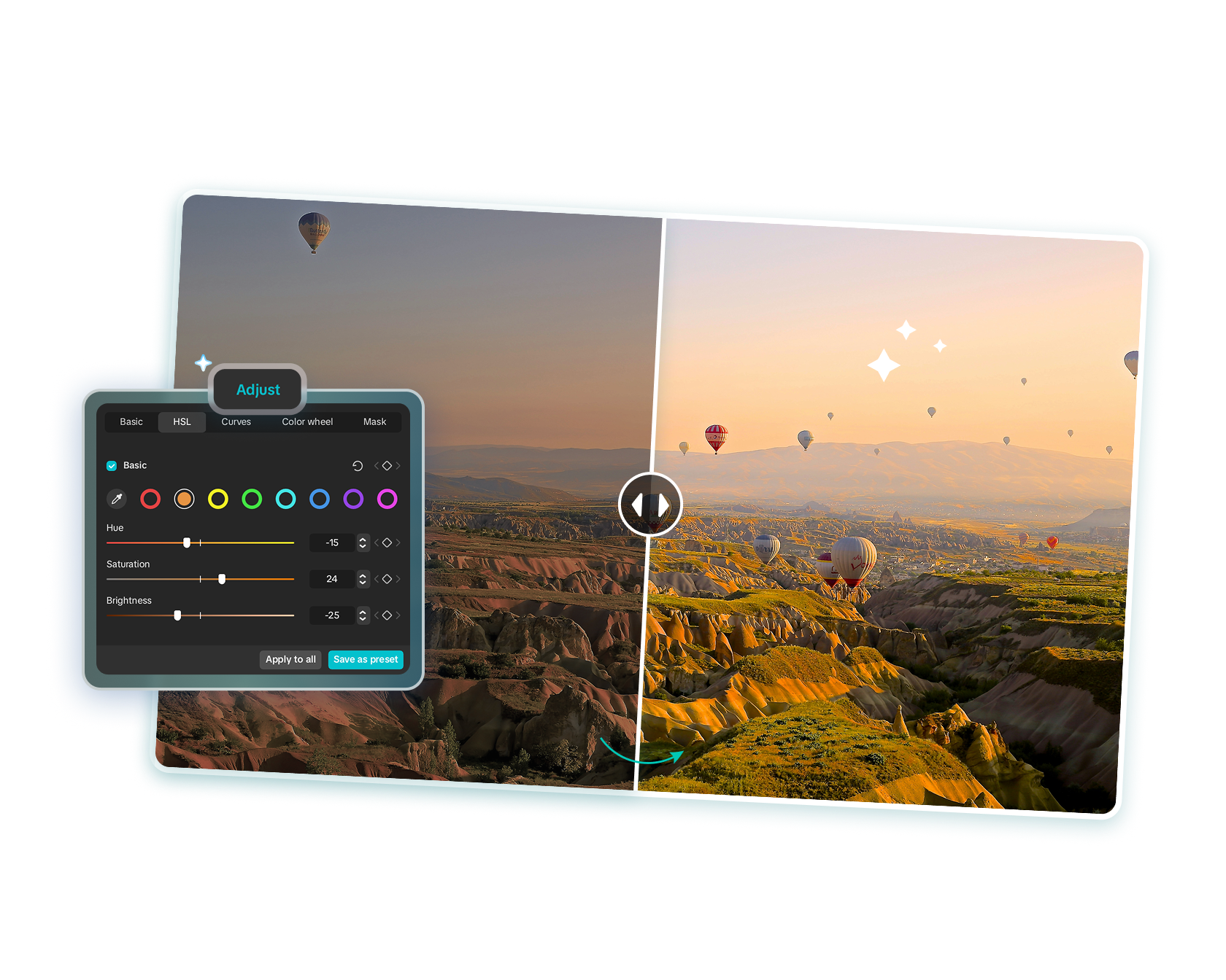 CapCut's HSL color model