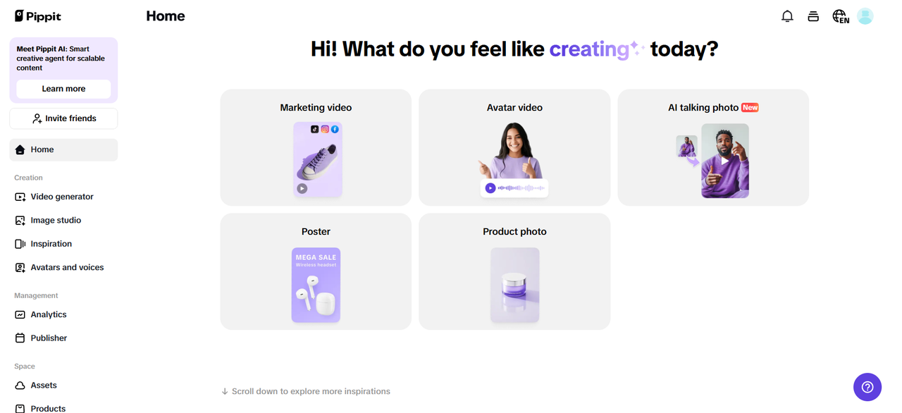 Домашня сторінка Pippit