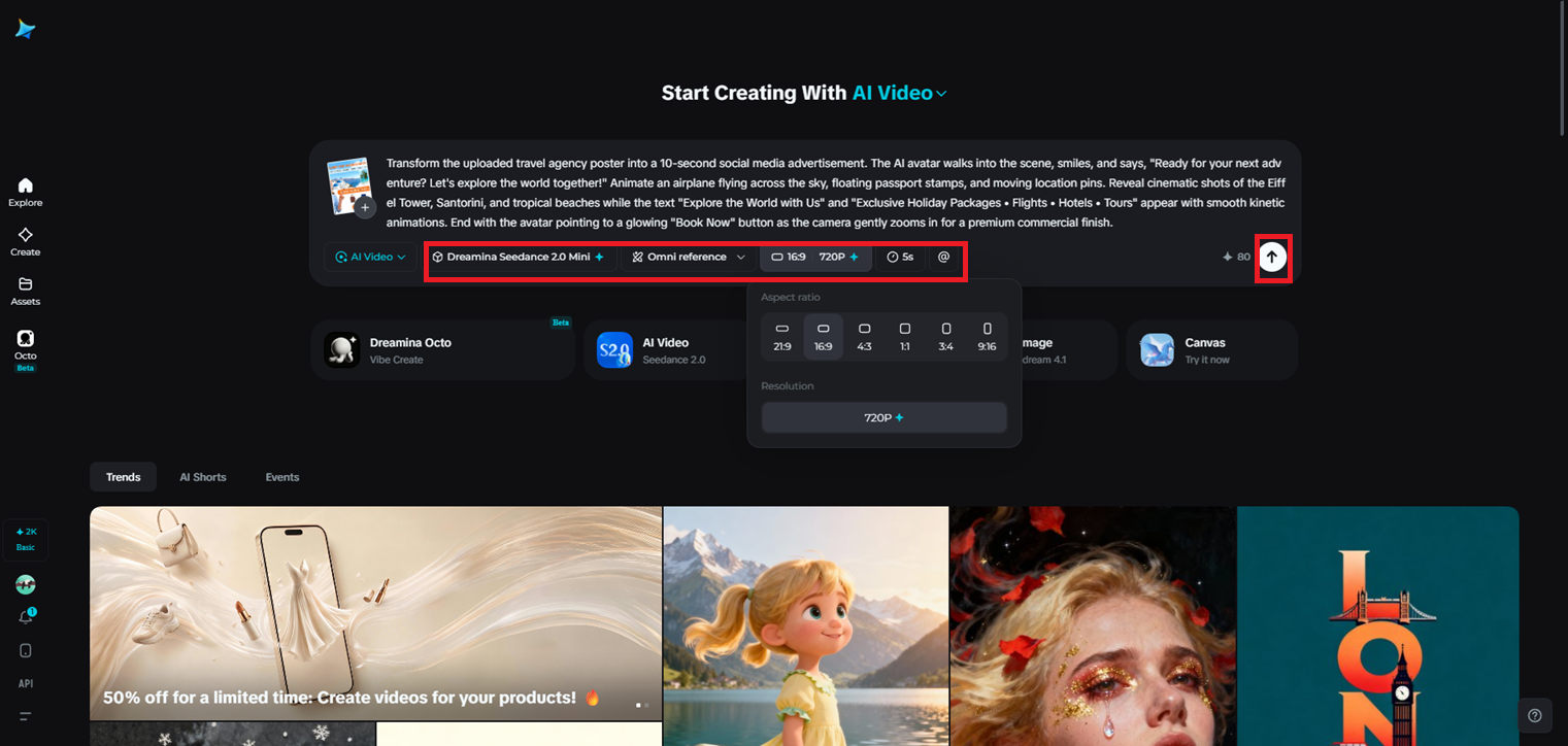 Adjust settings and generate