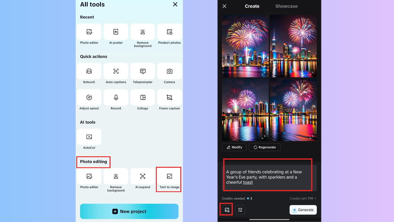 Enter prompt and upload reference image