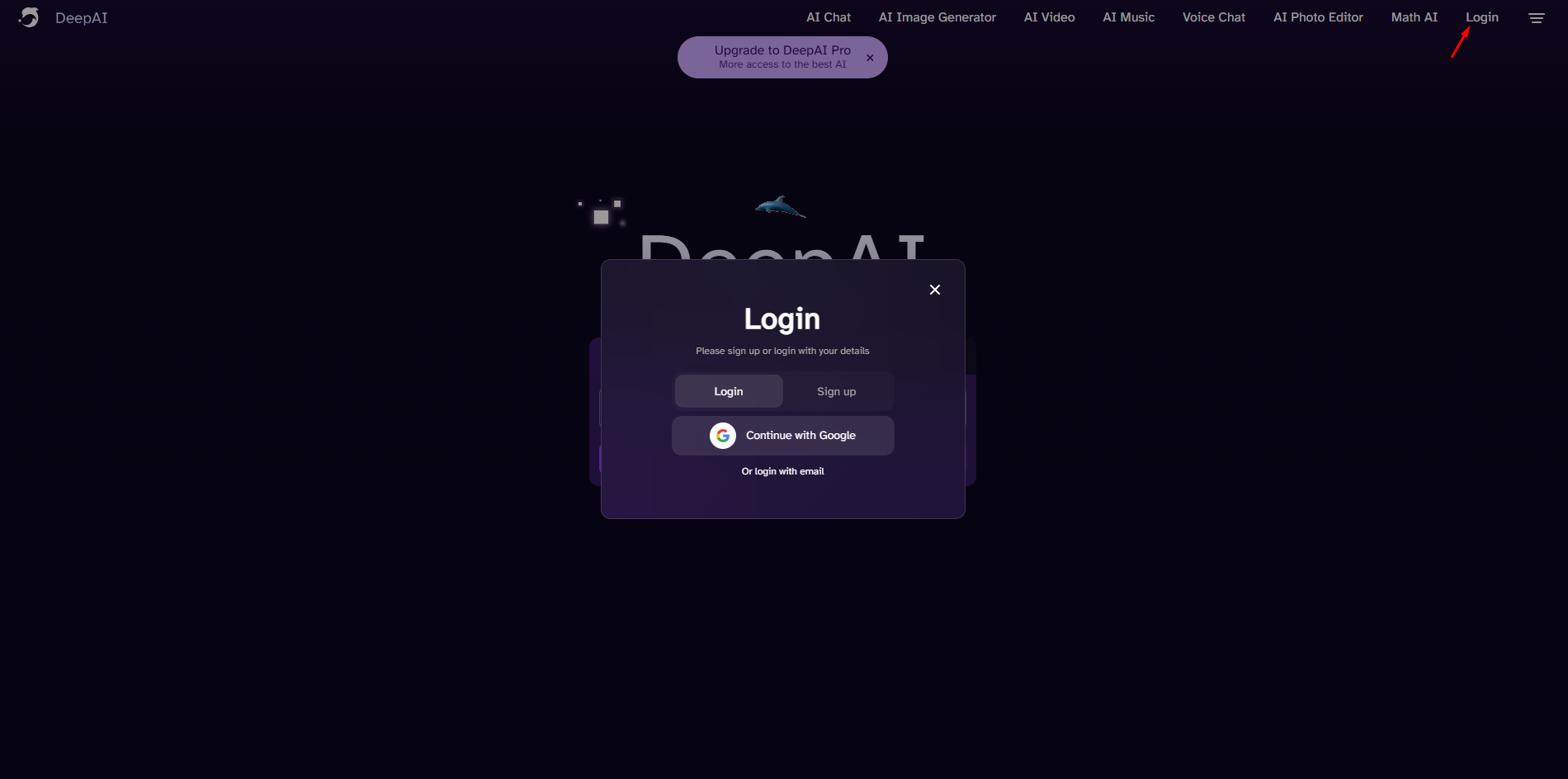 Accessing the Deep AI image generator