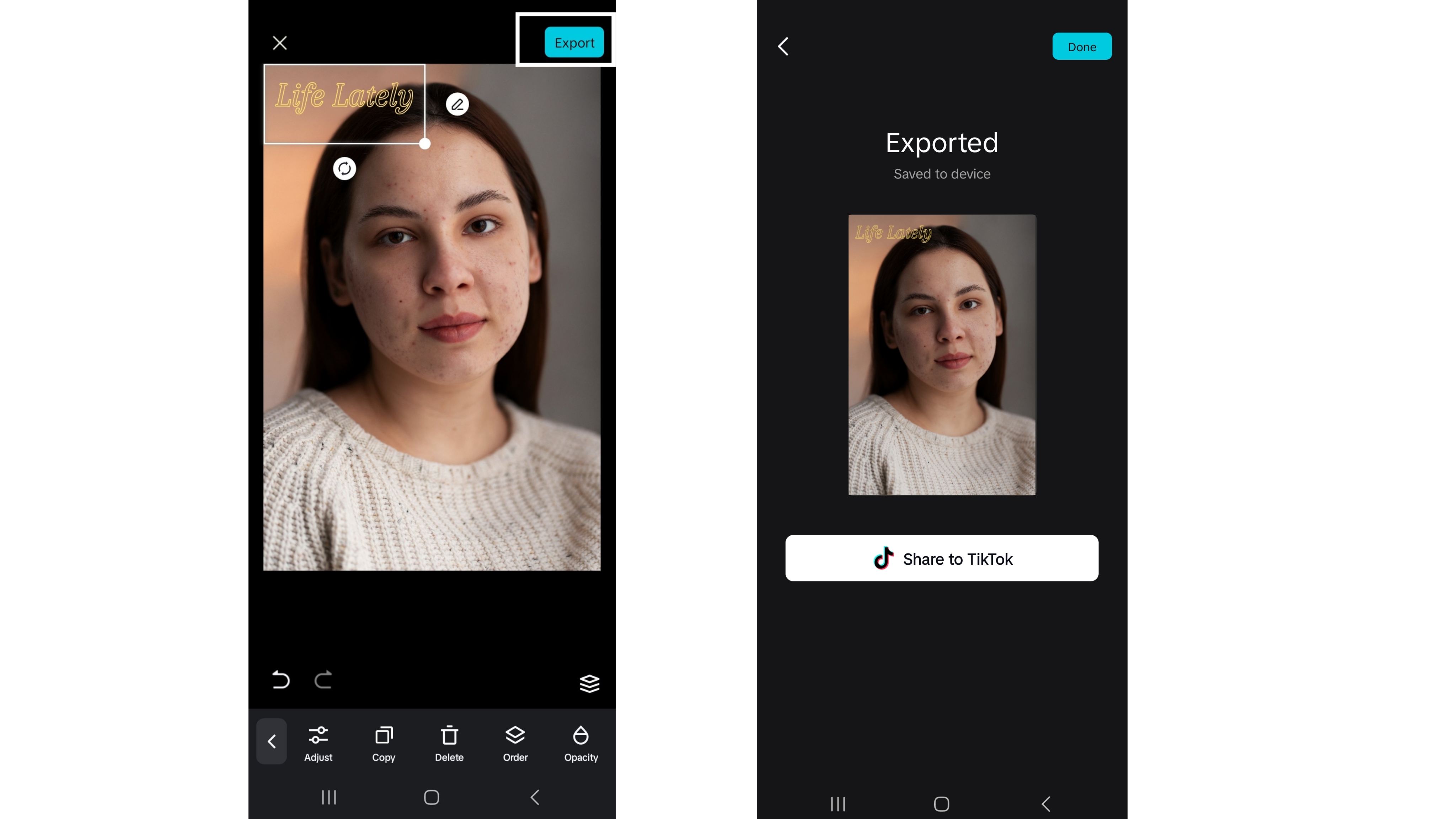 Proveďte úpravy a exportujte