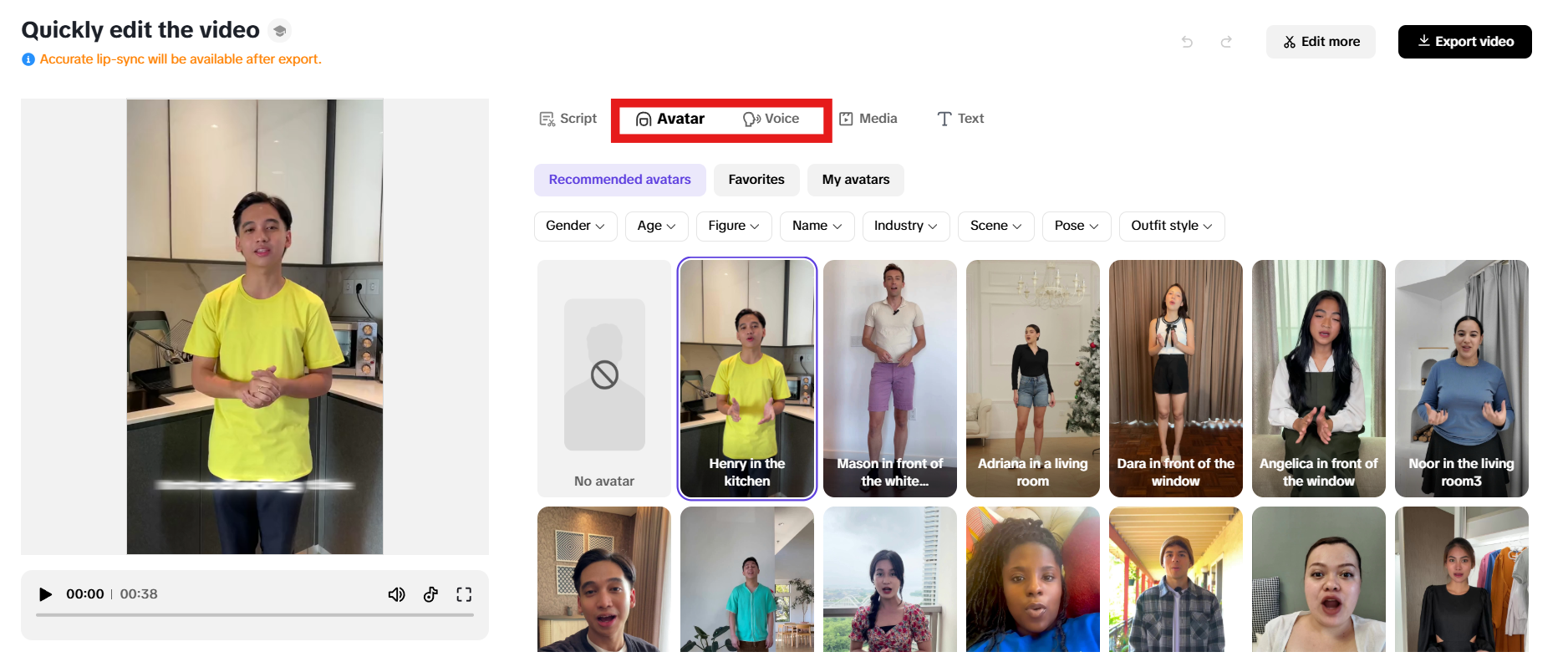 Avatars and voiceovers
