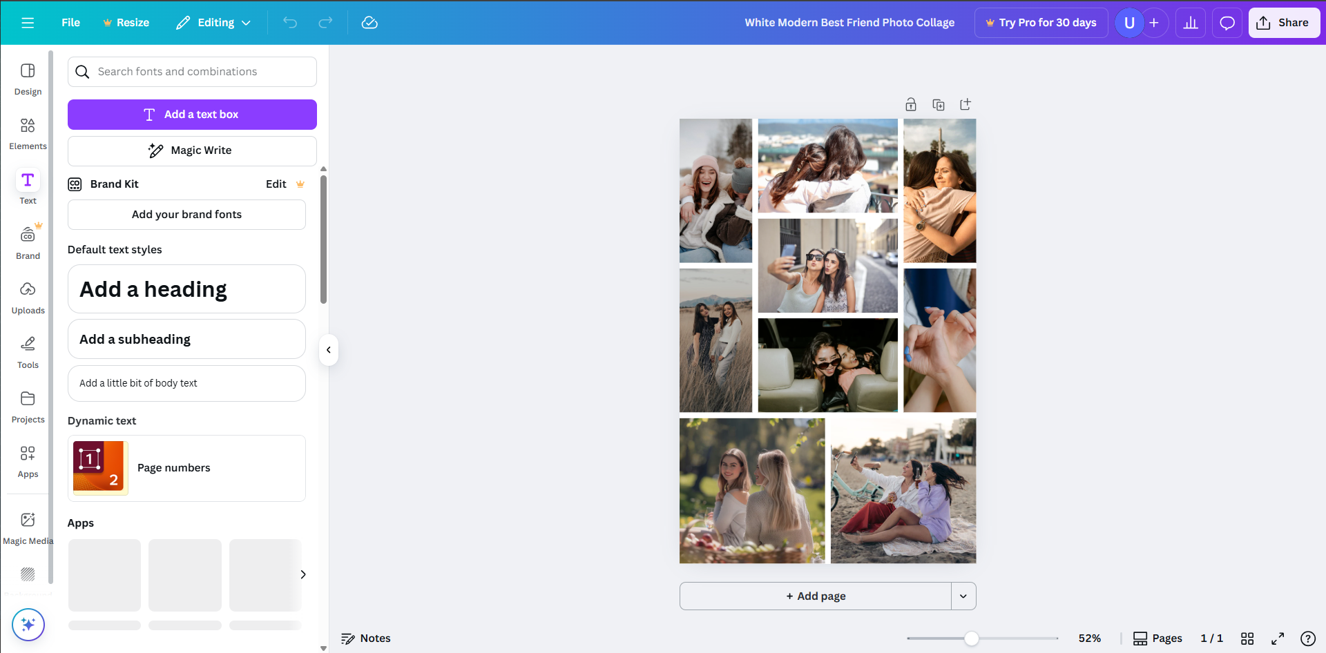 Personalizando el collage de fotos en Canva