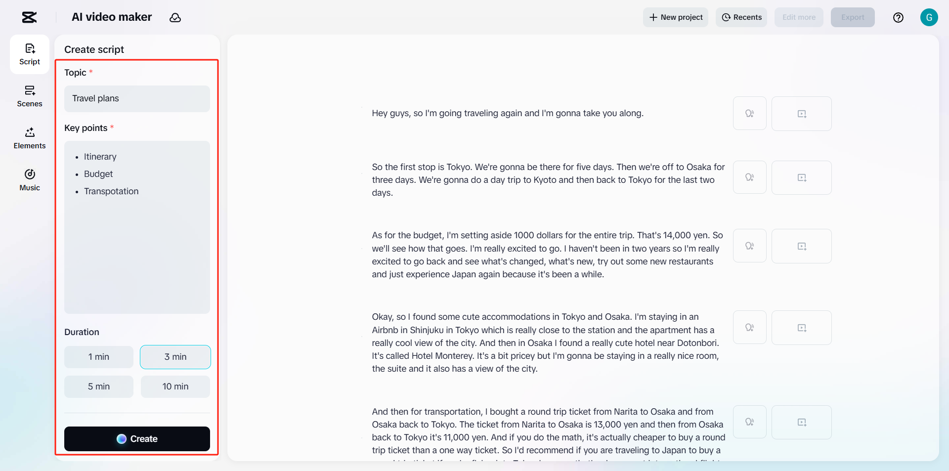 Enter or generate a script