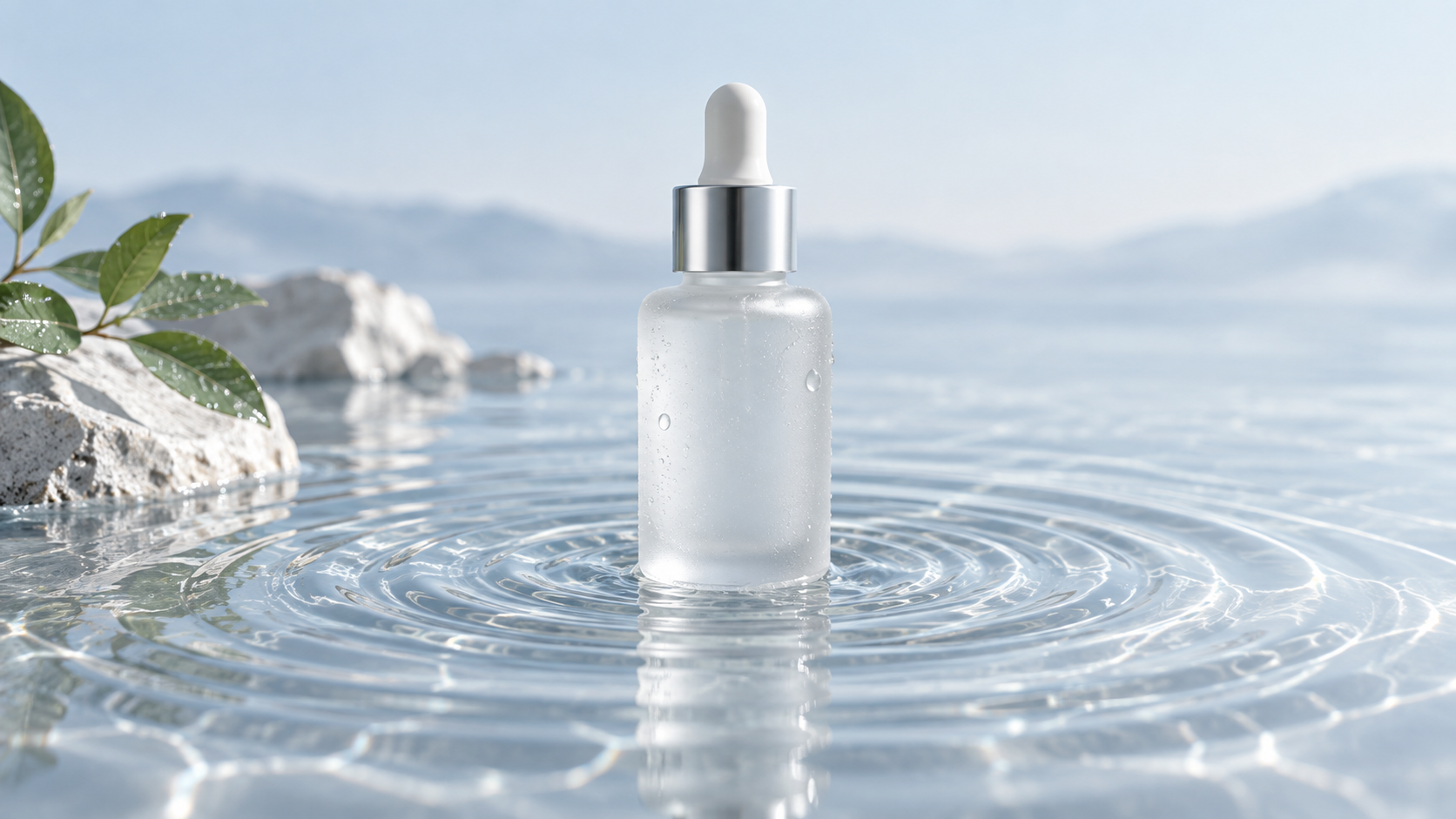 AI skincare poster prompts: Serum and Water Rings