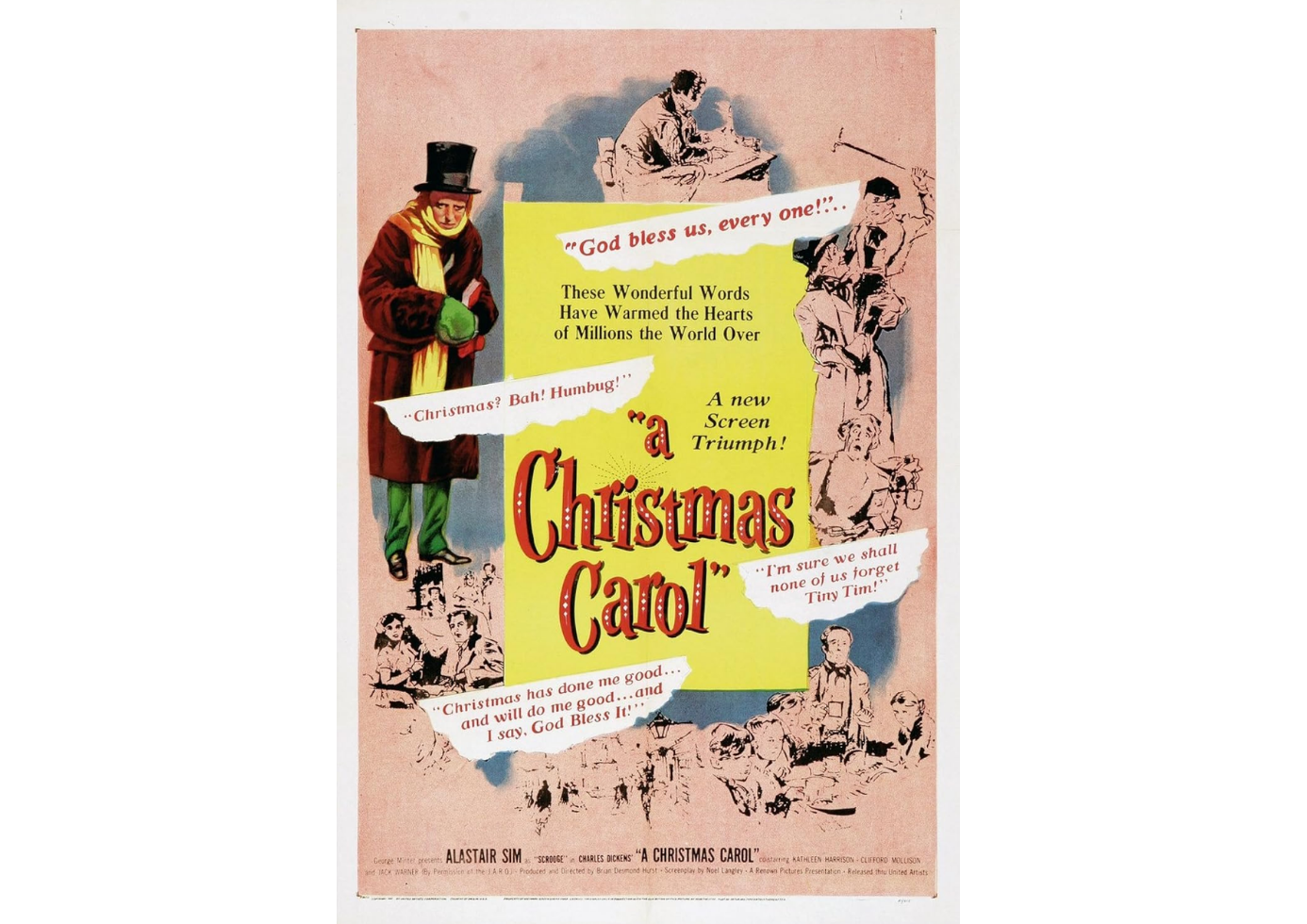 Scrooge with three spirits, A Christmas Carol