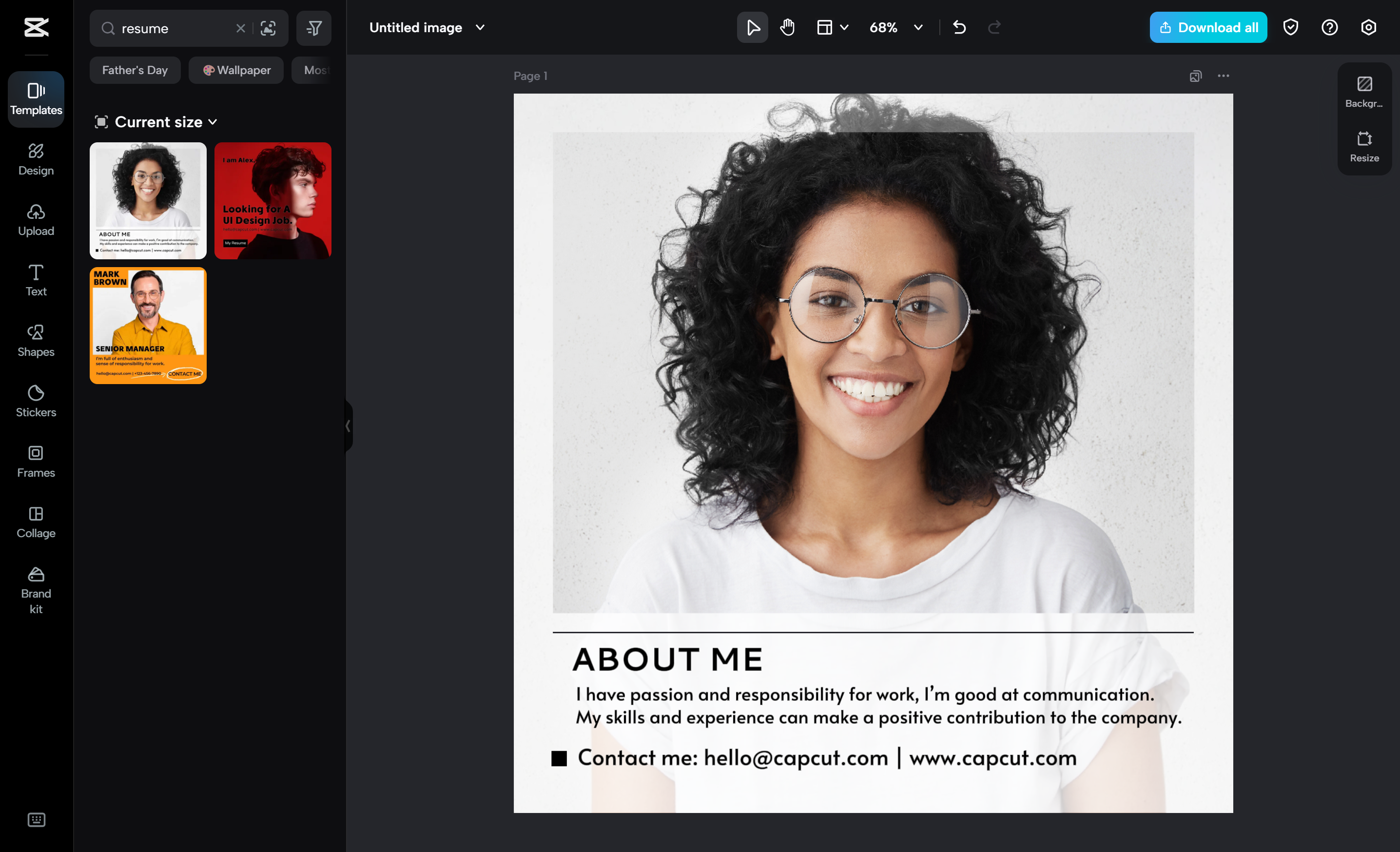 Use the "Office Business Job Recruitment resume" template in CapCut