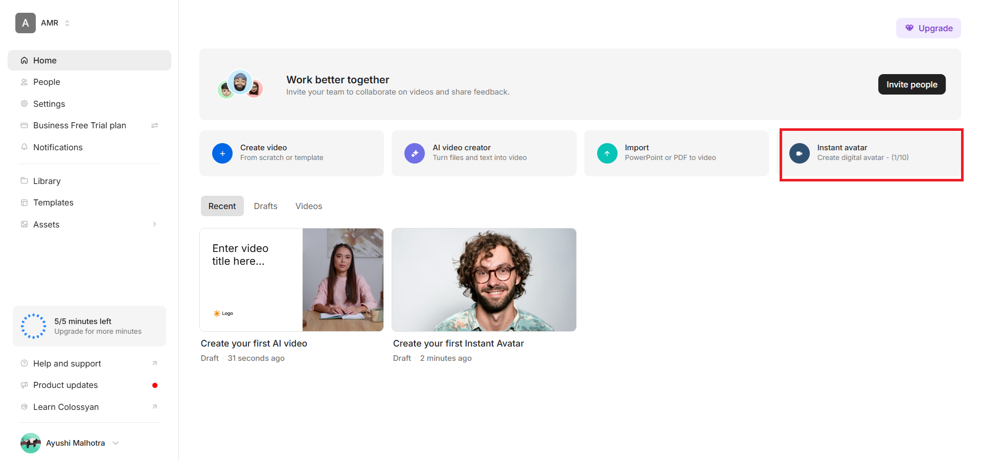 Choose 'Instant avatar' option
