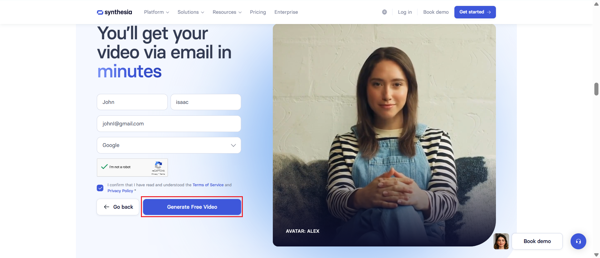 Synthesia text to video