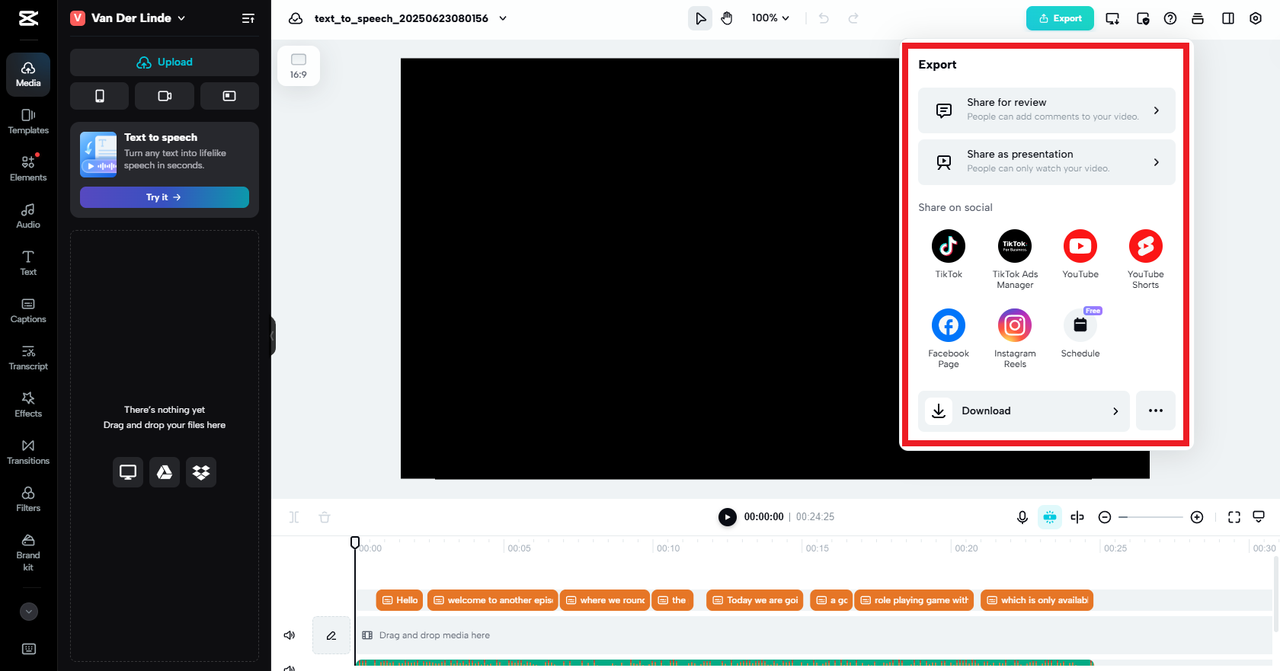 表示從語音合成工具下載生成的音訊檔案的最後步驟的圖示。