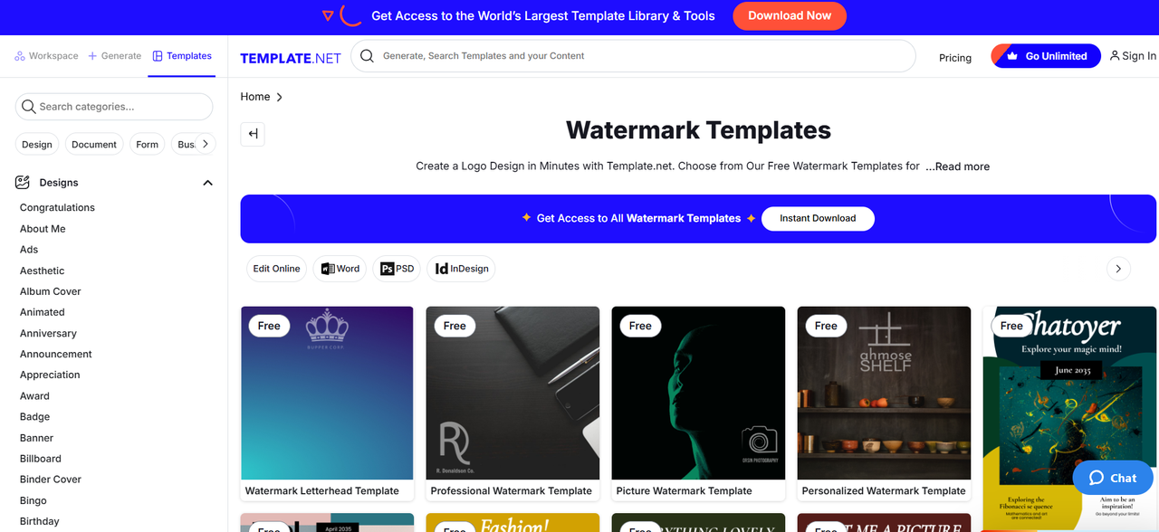 Browse & pick a watermark template