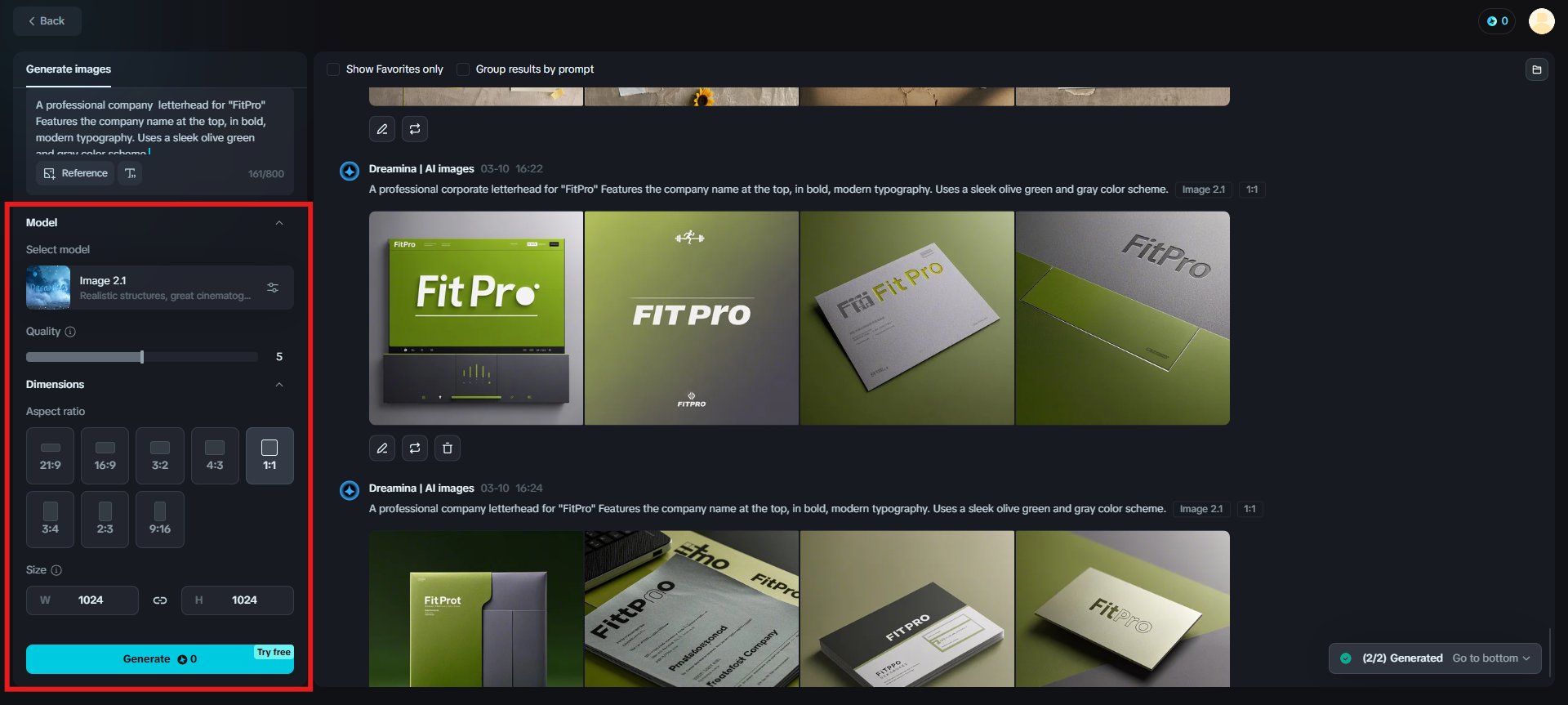 Regolare le impostazioni e generare