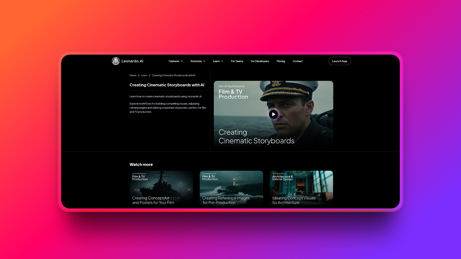 Pembuat storyboard Leonardo.AI