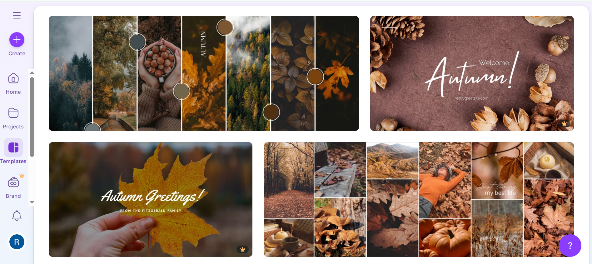 Canva - an online platform to customize autumn cover photos for Facebook